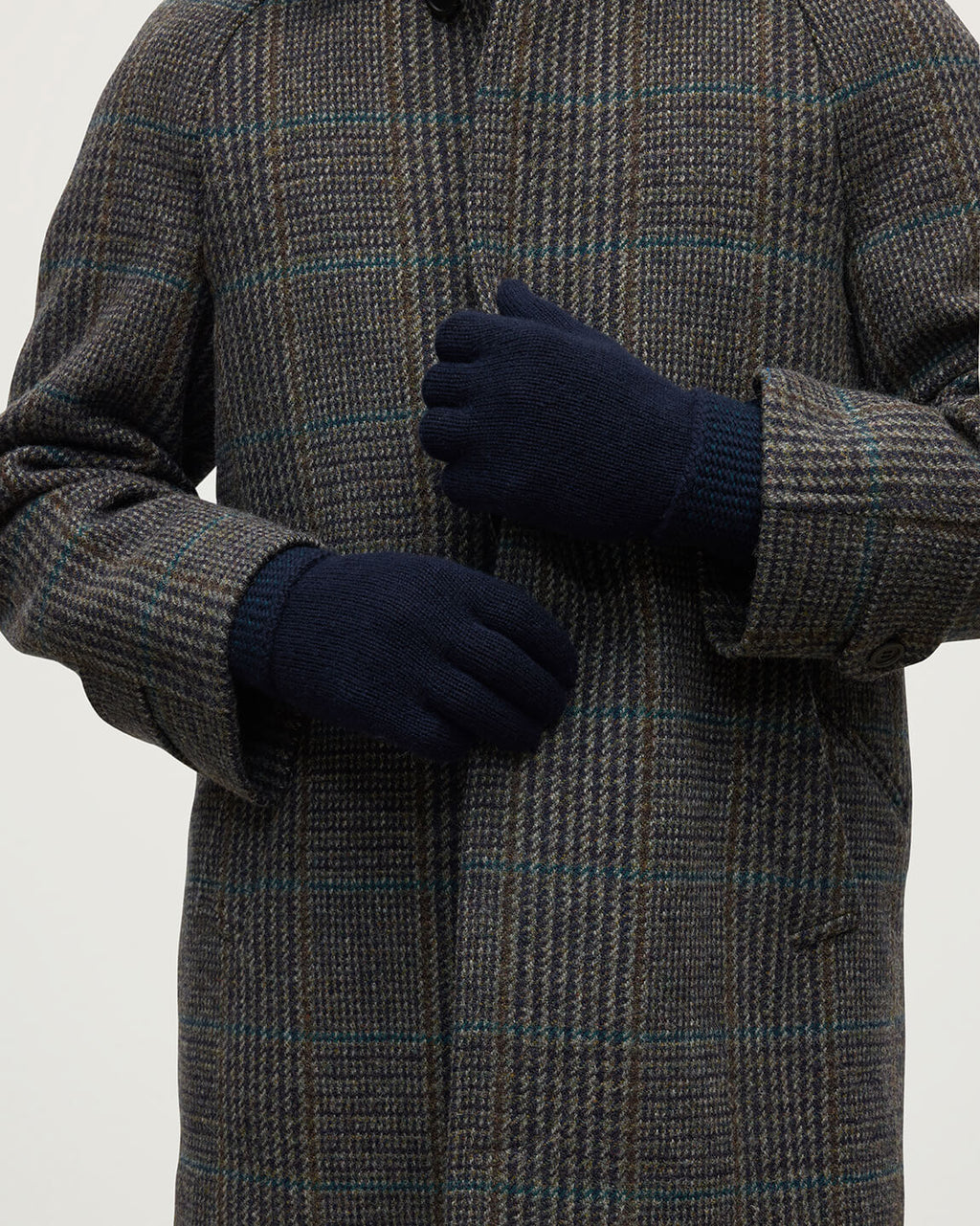 Johnstons of Elgin - Seed Stitch Navy Cashmere Gloves