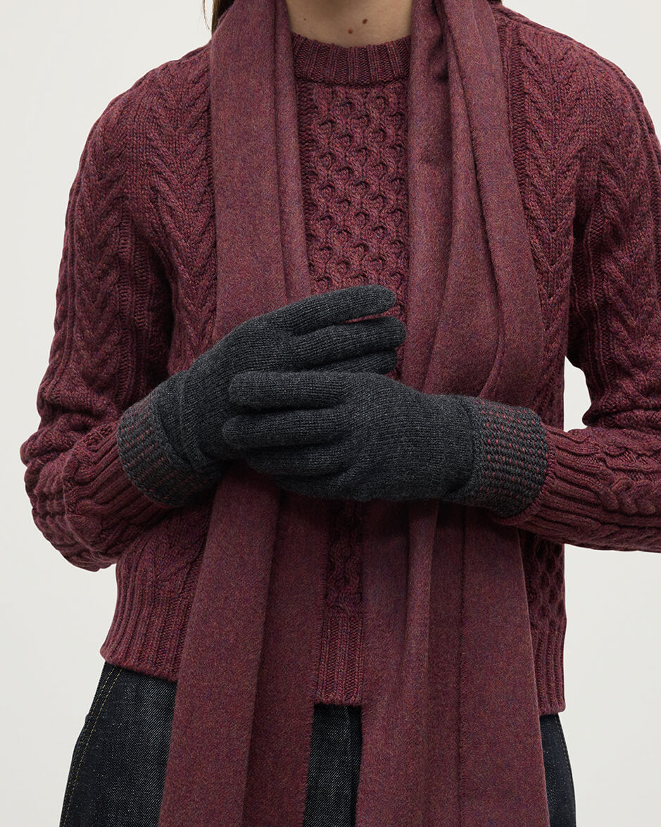 Johnstons of Elgin - Seed Stitch Grey Cashmere Gloves