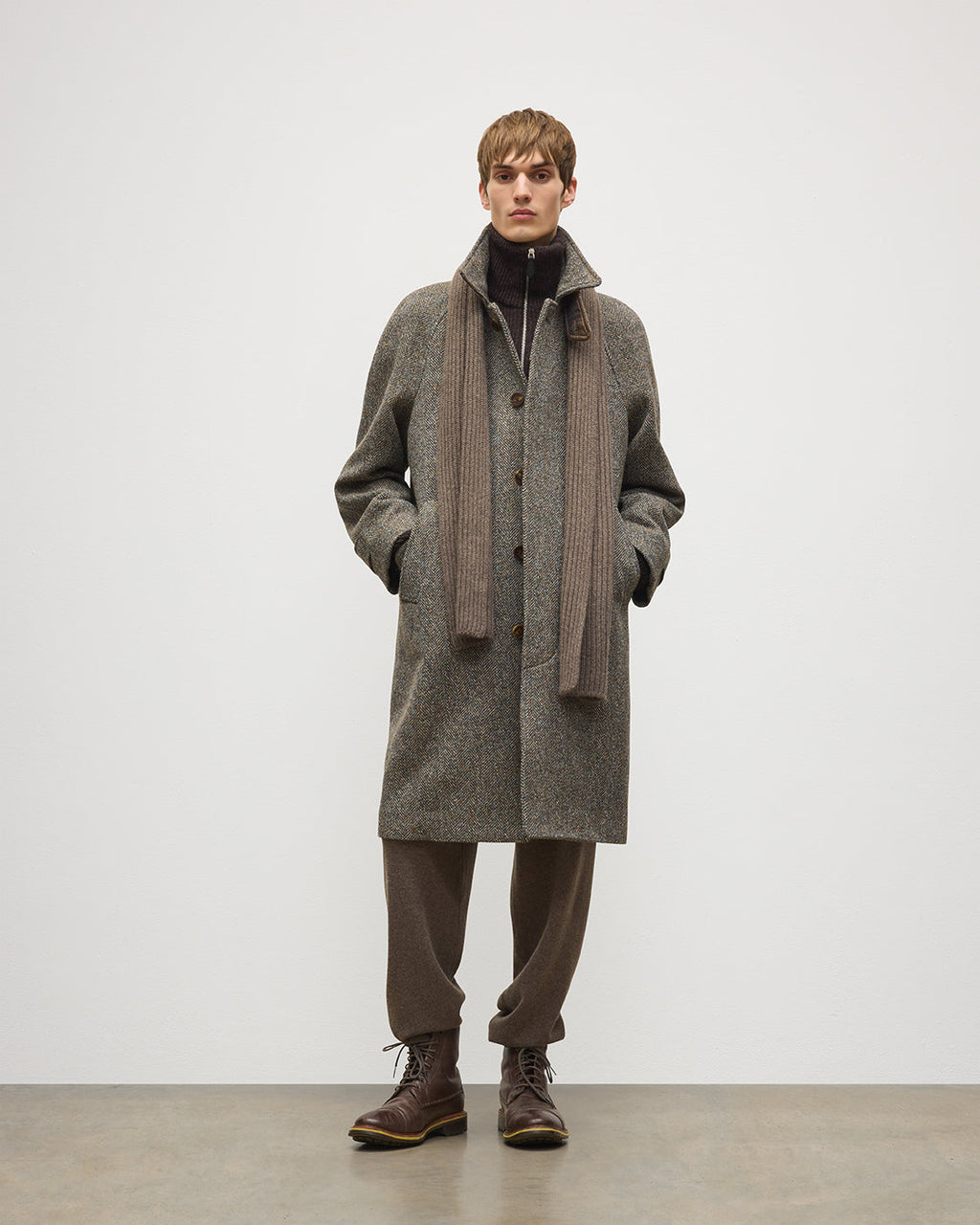 Johnstons of Elgin - Lovat Brown Ribbed Cashmere Scarf