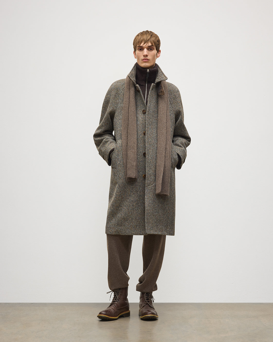 Johnstons of Elgin - Lovat Brown Ribbed Cashmere Scarf