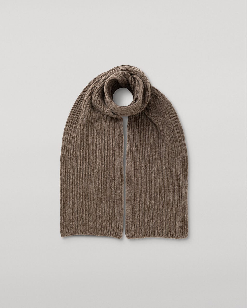 Johnstons of Elgin - Lovat Brown Ribbed Cashmere Scarf