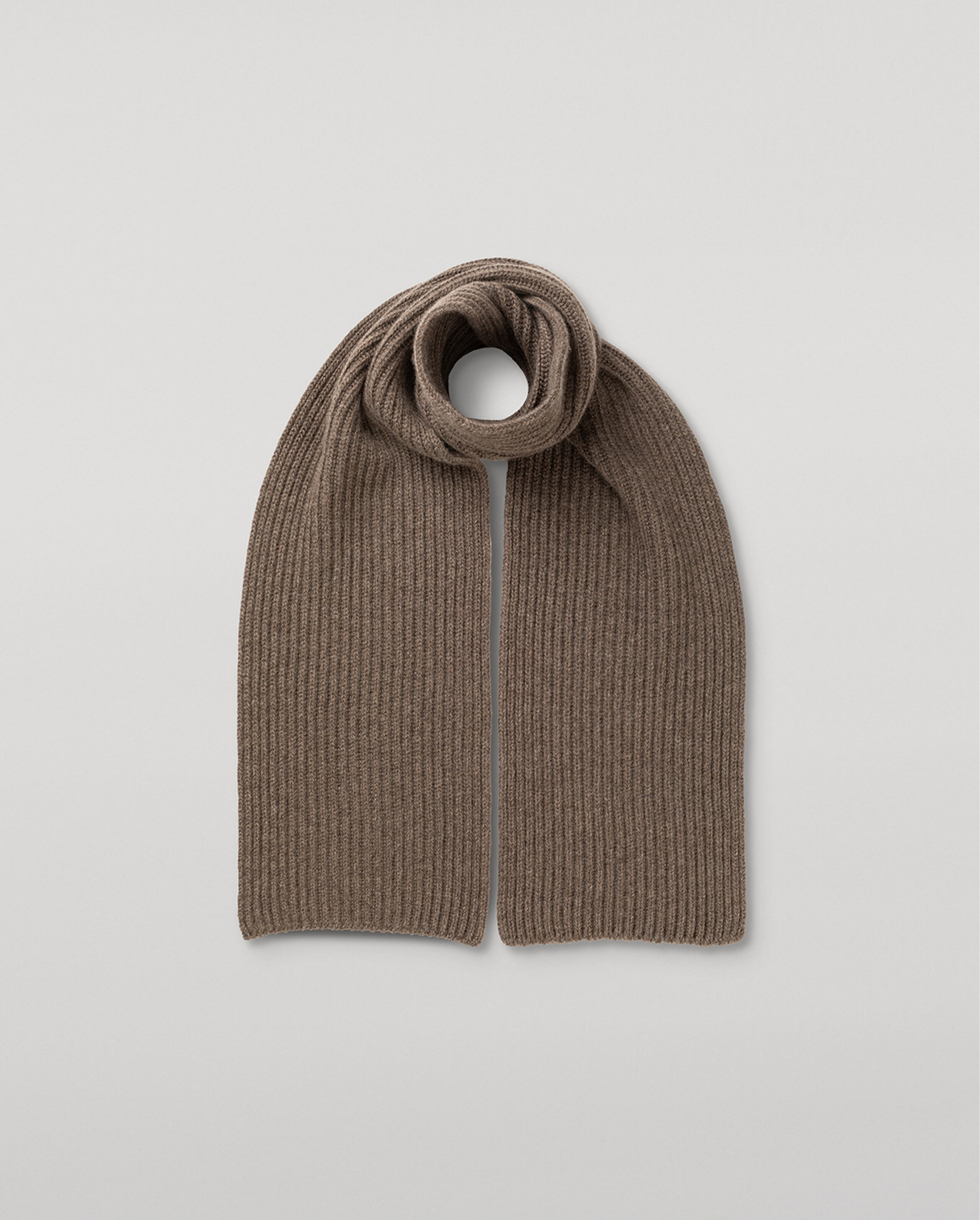 Johnstons of Elgin - Lovat Brown Ribbed Cashmere Scarf