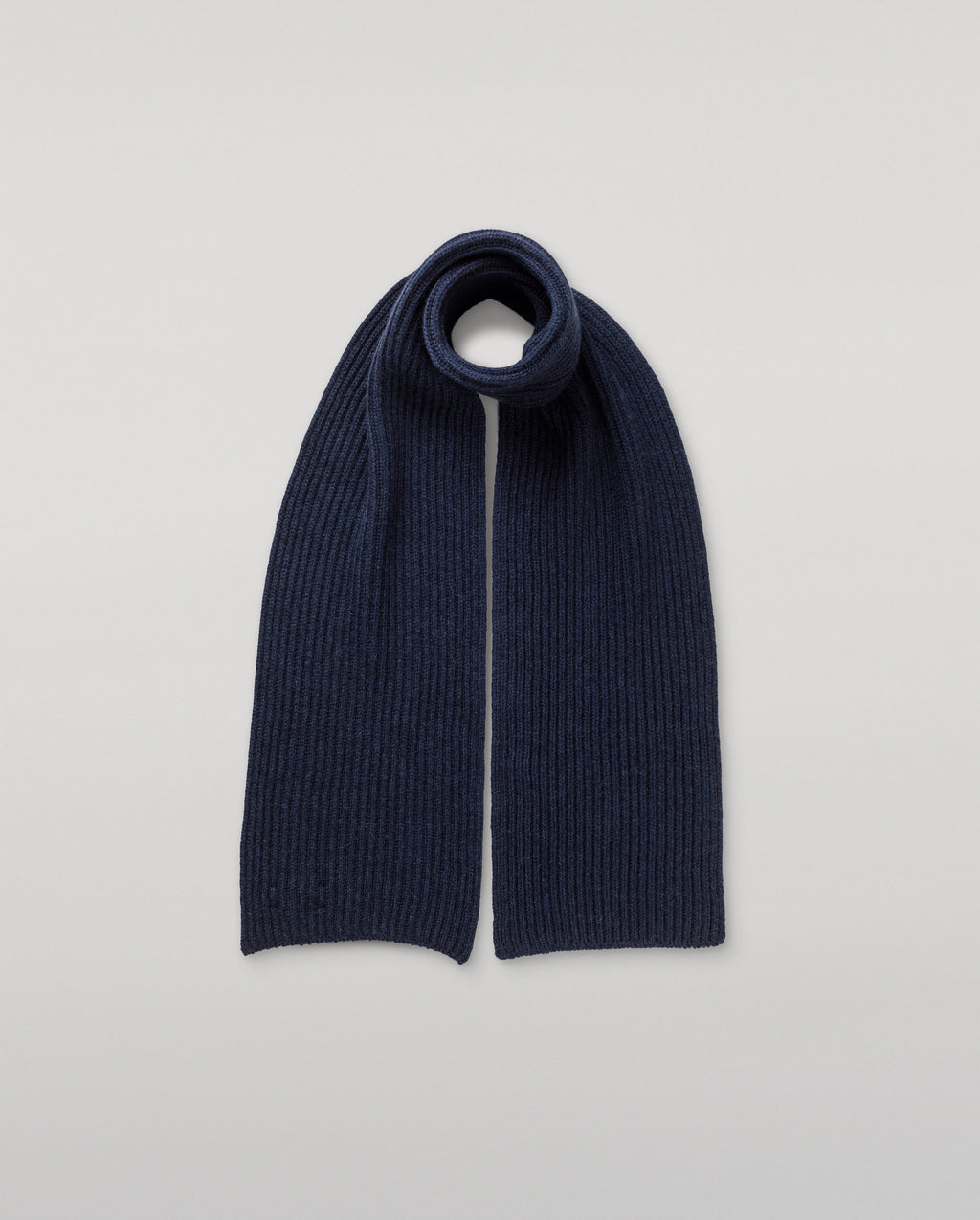 Johnstons of Elgin - Lovat Navy Ribbed Cashmere Scarf