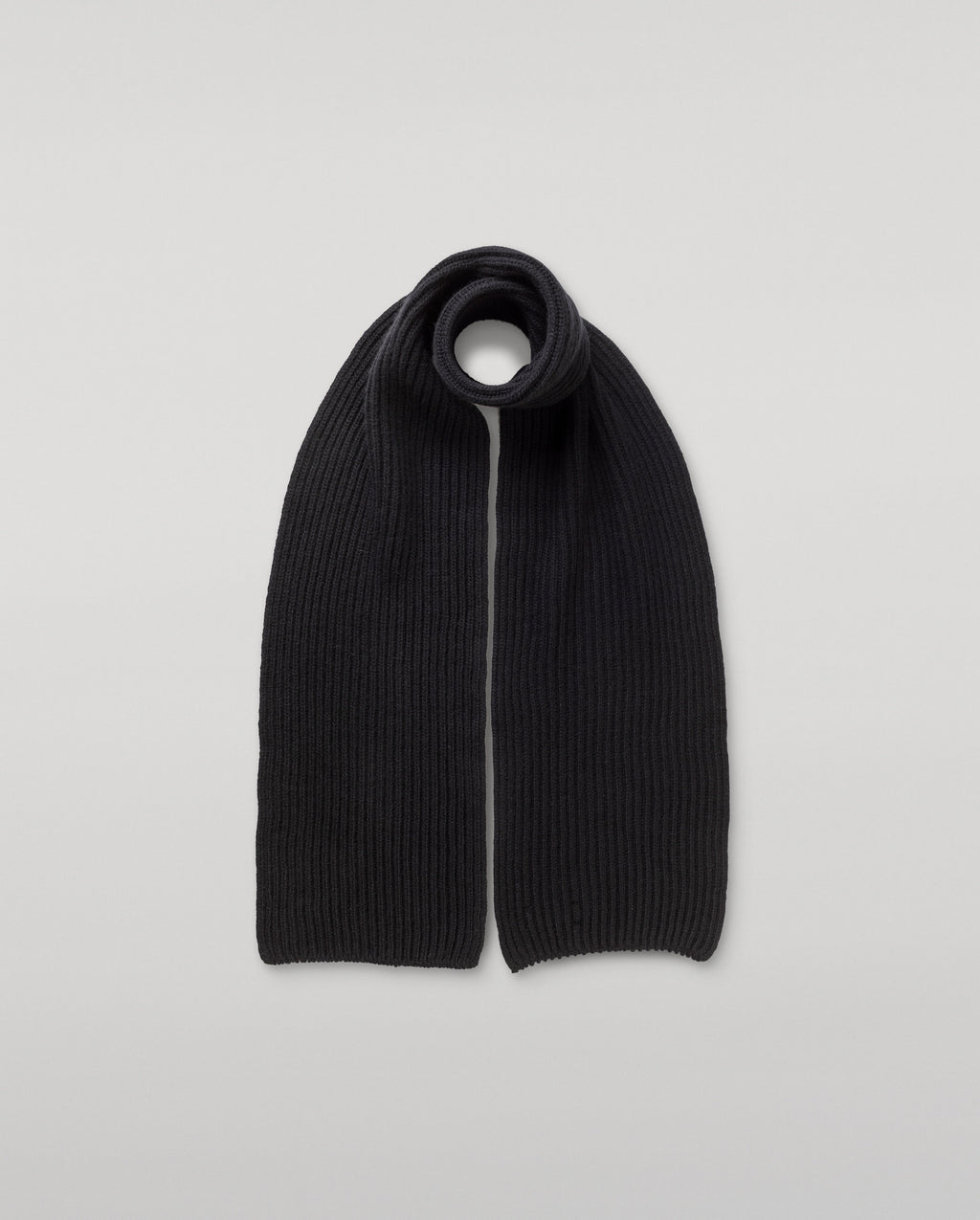 Johnstons of Elgin - Lovat Black Ribbed Cashmere Scarf