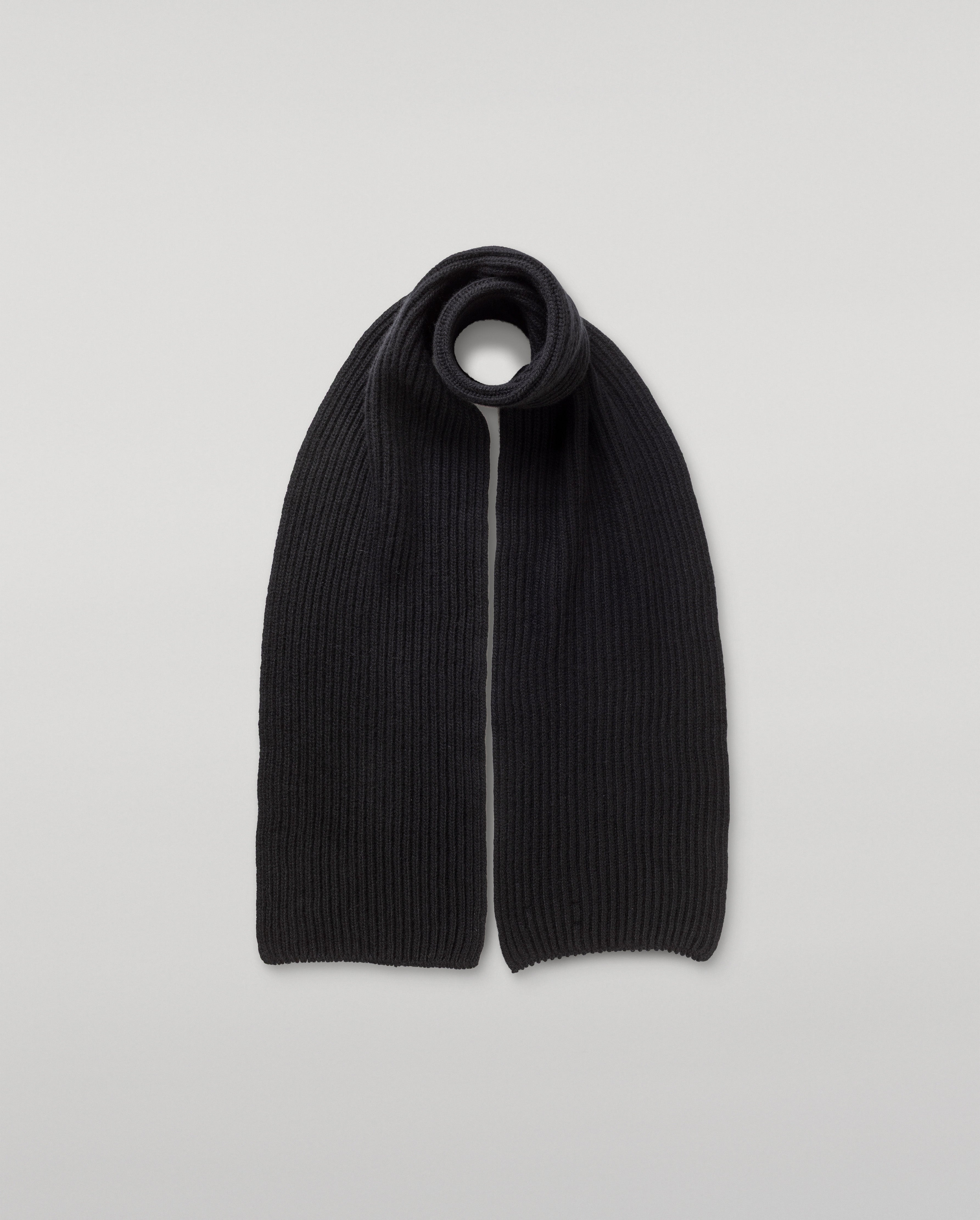 Johnstons of Elgin - Lovat Black Ribbed Cashmere Scarf