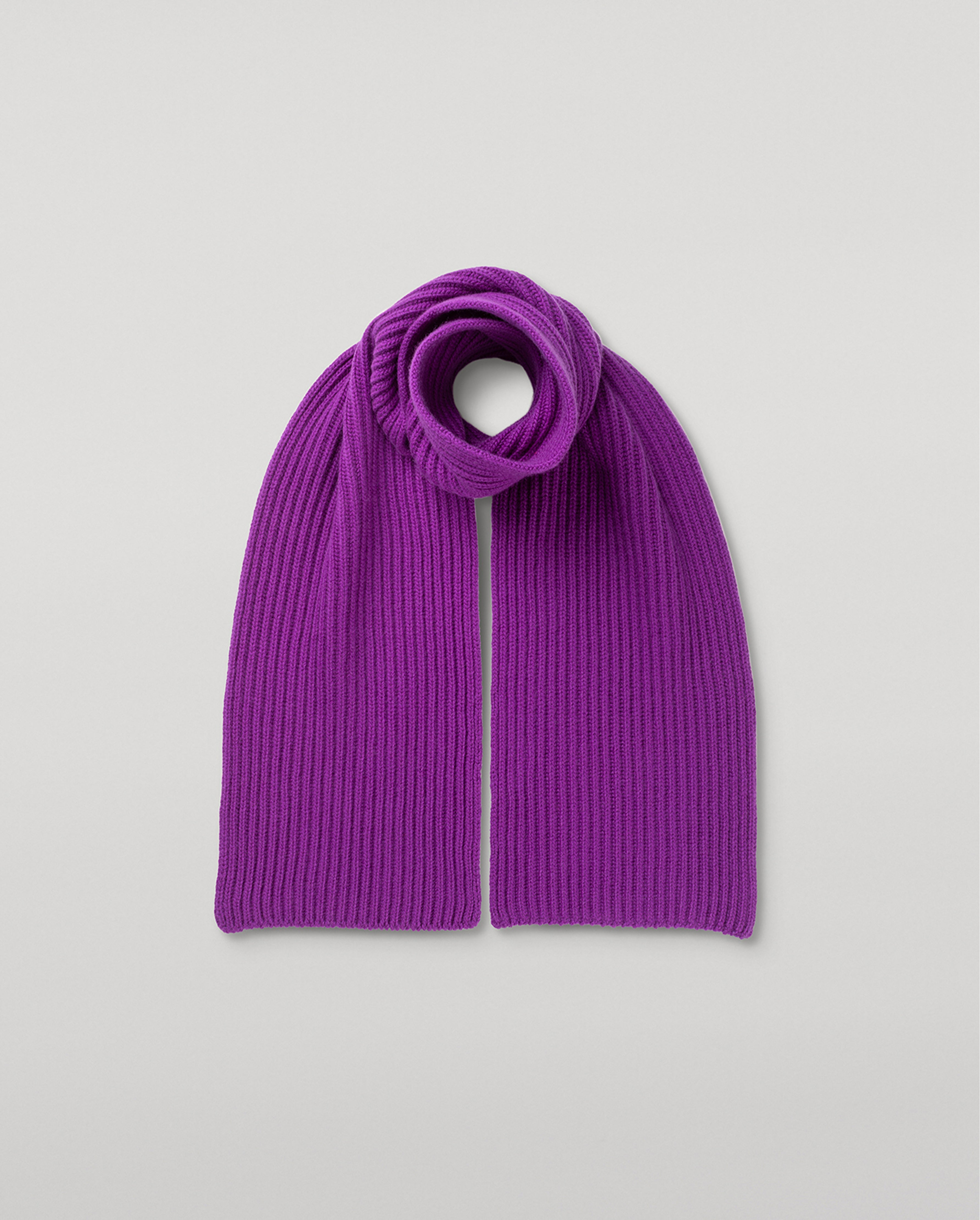 Johnstons of Elgin - Lovat Purple Ribbed Cashmere Scarf