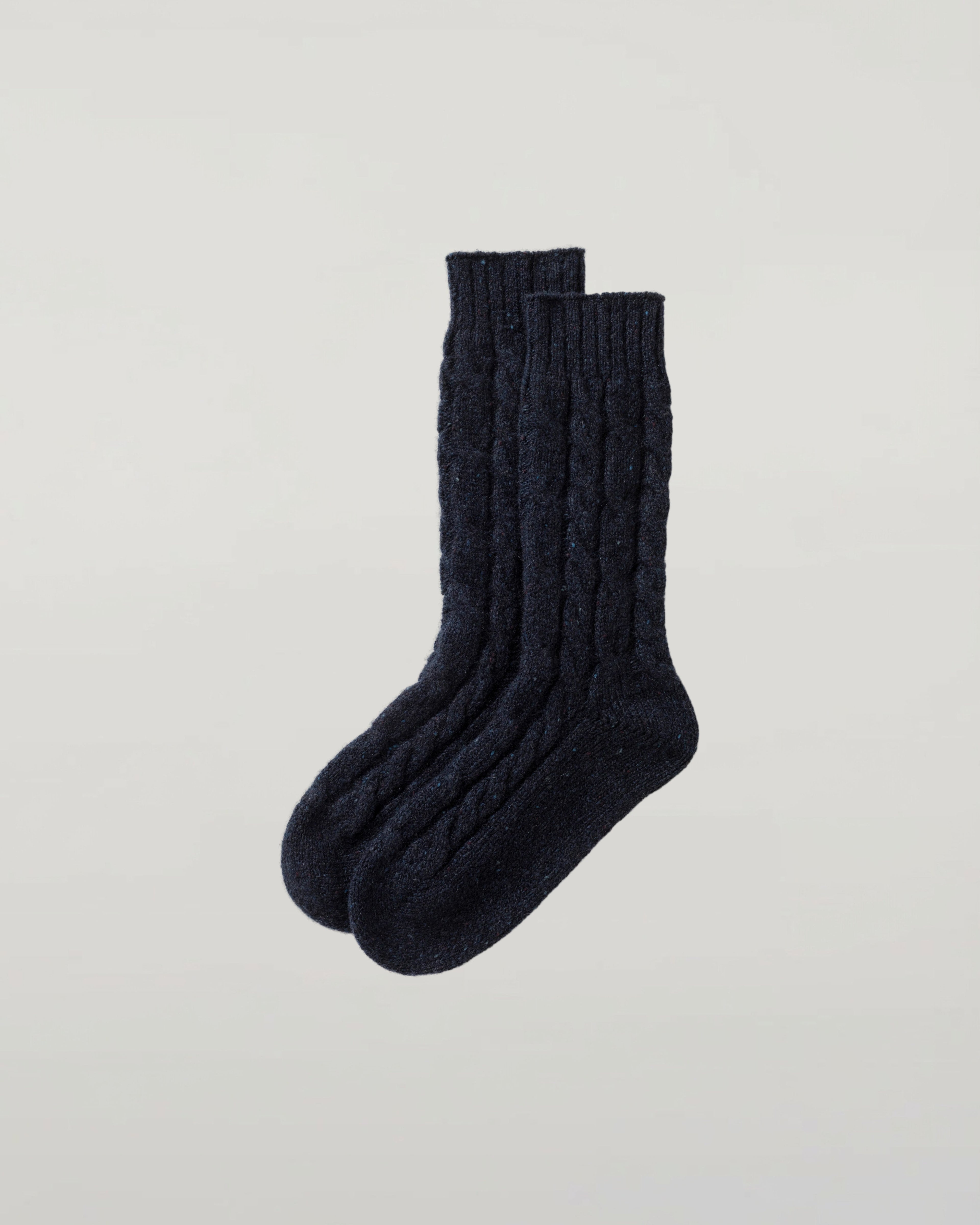 Johnstons of Elgin - Cashmere Donegal Cable Dark Navy Socks