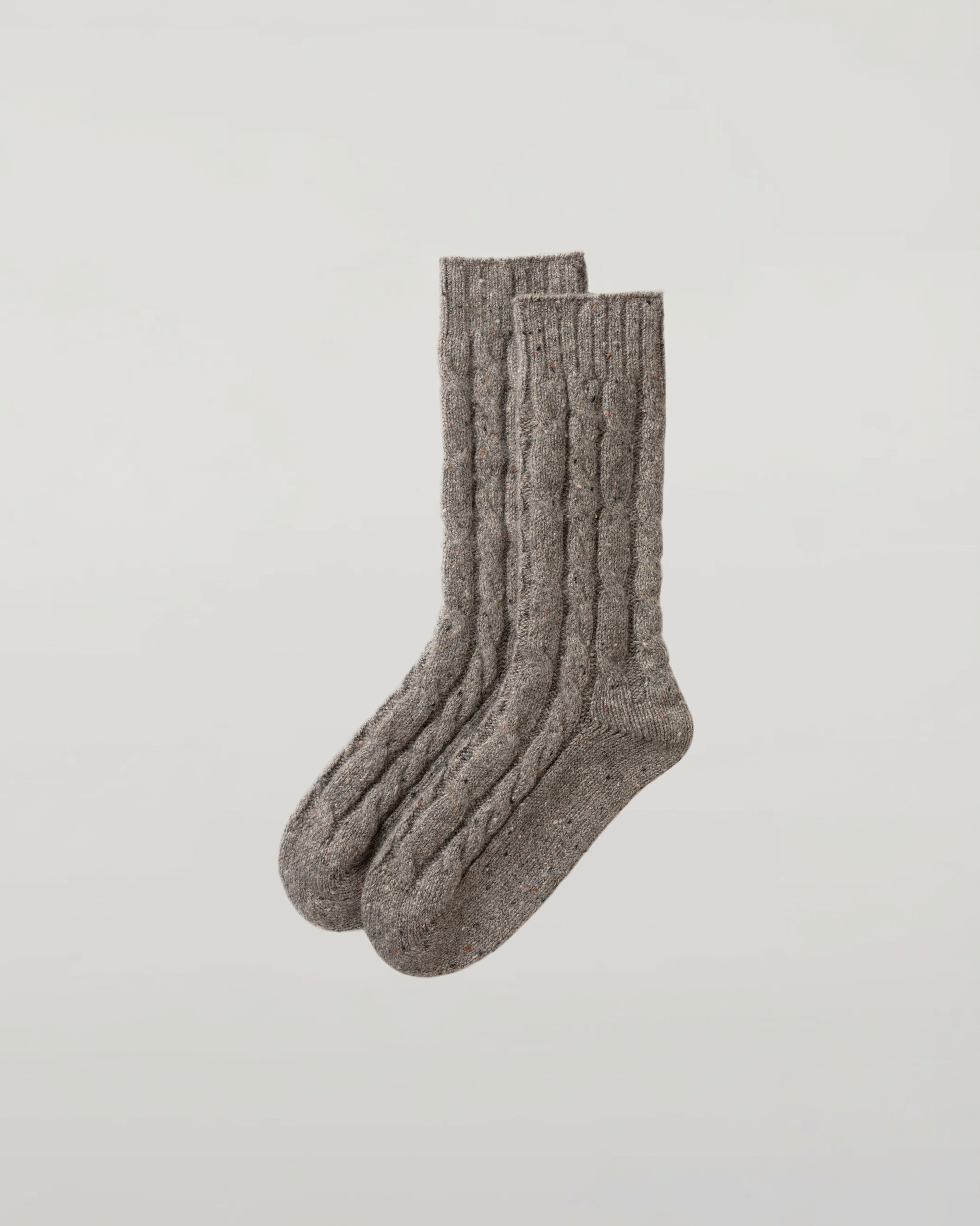 Johnstons of Elgin - Cashmere Donegal Cable Brown Socks