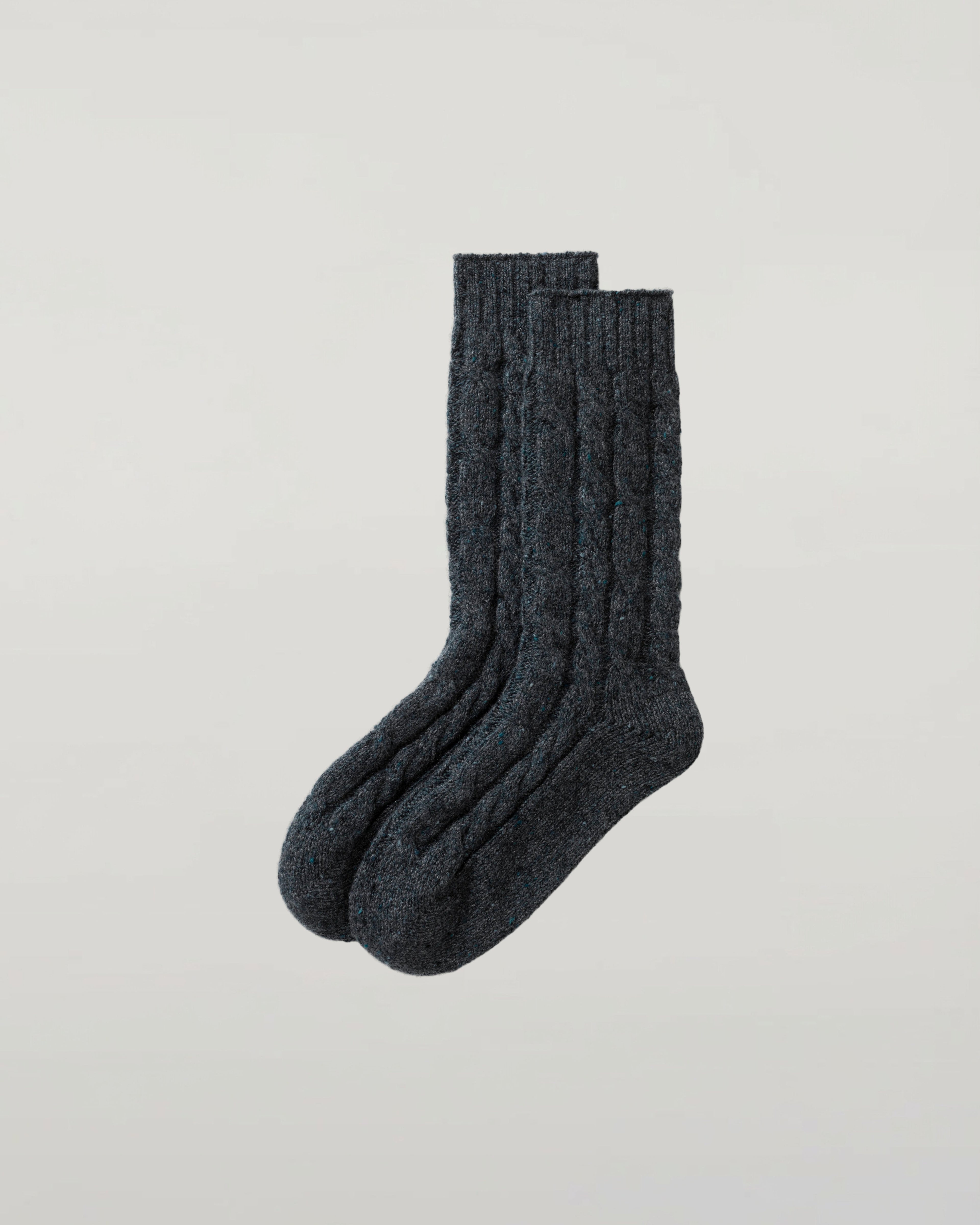 Johnstons of Elgin - Cashmere Donegal Cable Blue Socks