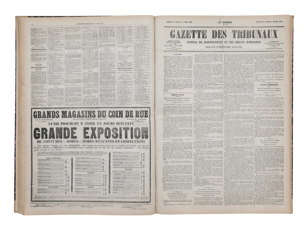 Jayson Home - Vintage La Gazette des Tribunaux Newspaper Collection Book
