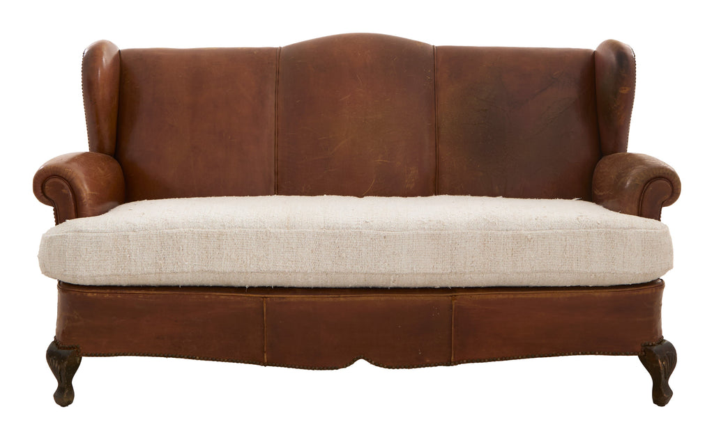 Jayson Home - Antique Leather Wing Back Sofa