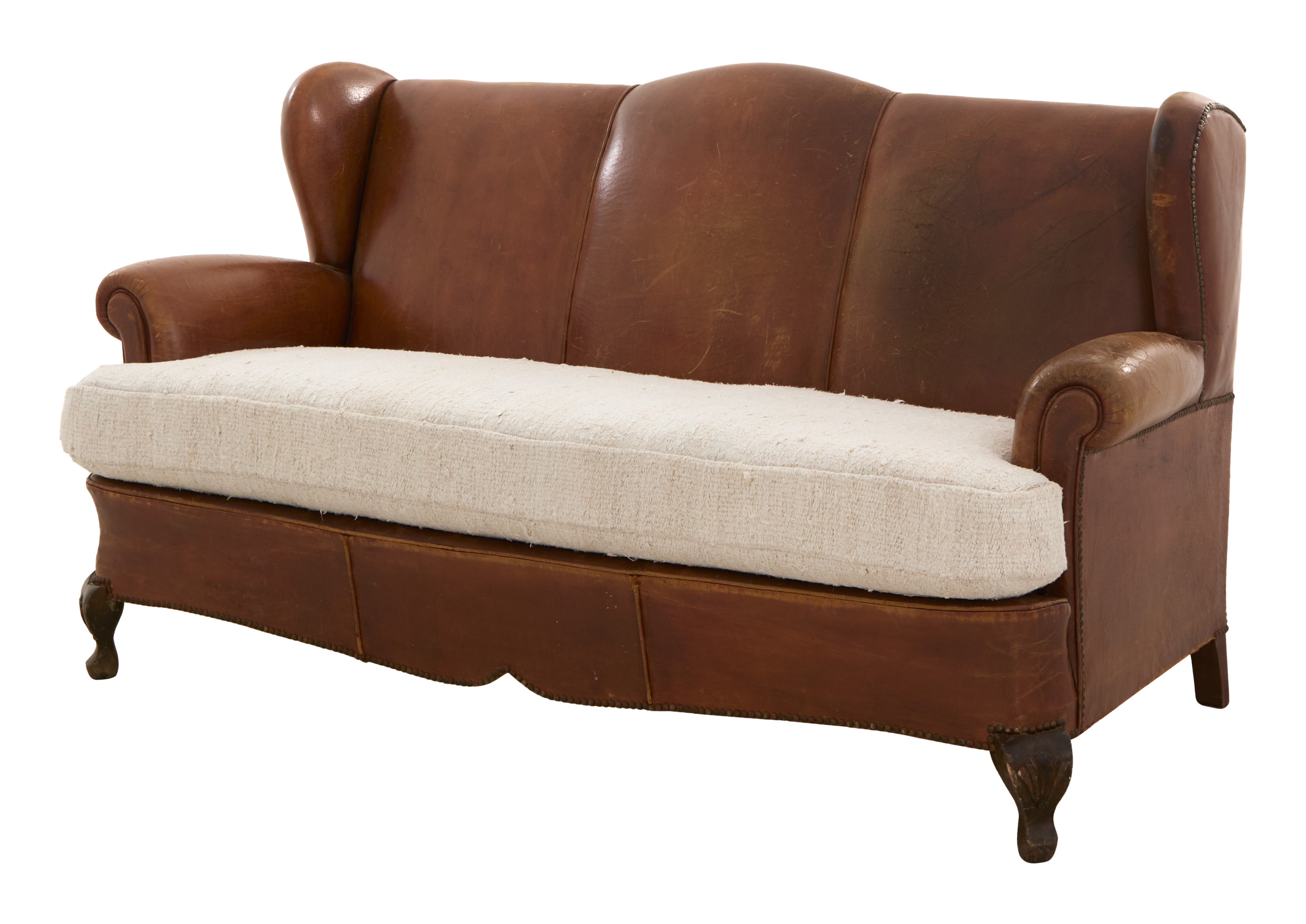 Jayson Home - Antique Leather Wing Back Sofa