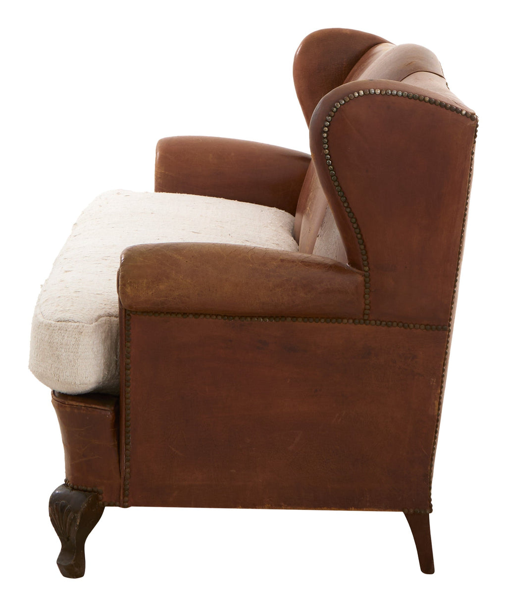 Jayson Home - Antique Leather Wing Back Sofa