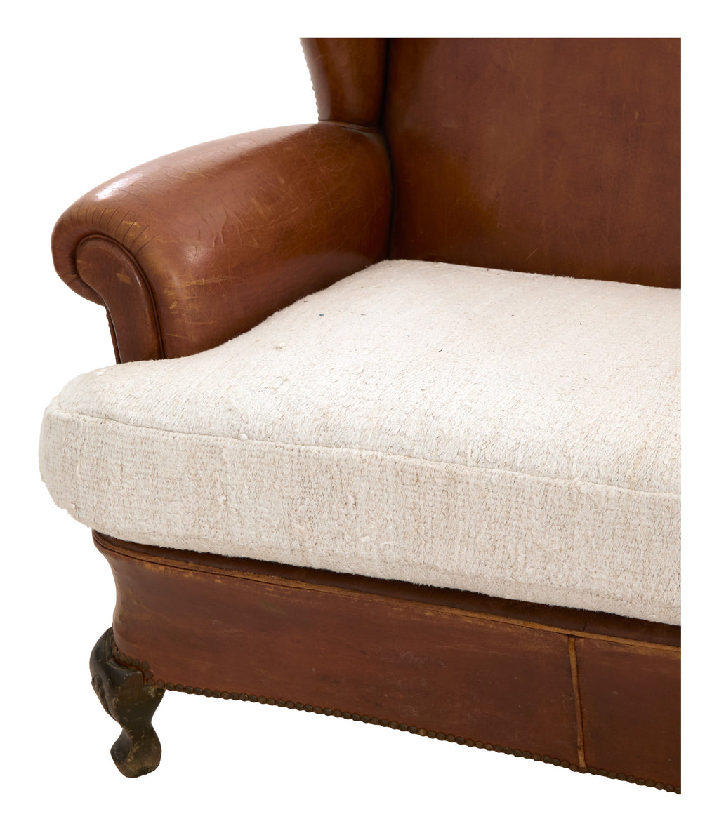 Jayson Home - Antique Leather Wing Back Sofa