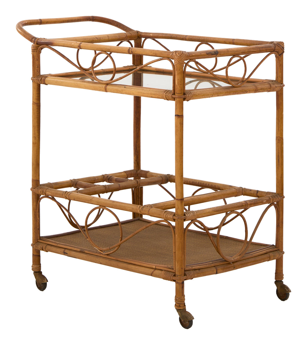 Jayson Home - Vintage Rattan Bar Cart