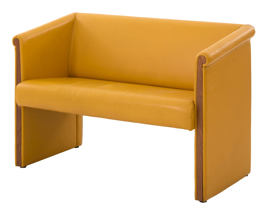 Jayson Home - Vintage Yellow Leather Sofa