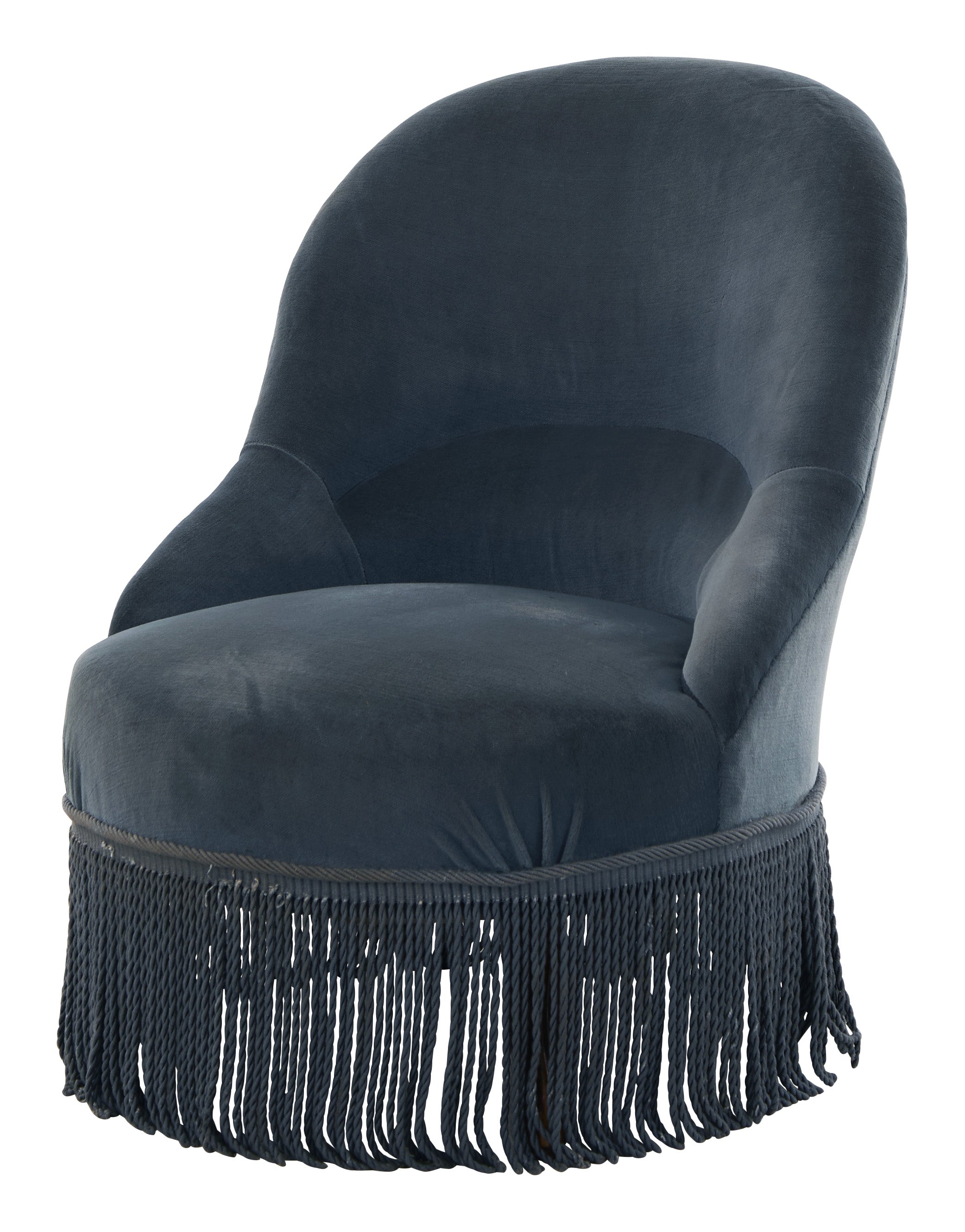 Jayson Home - Antique Blue Velvet Slipper Chair