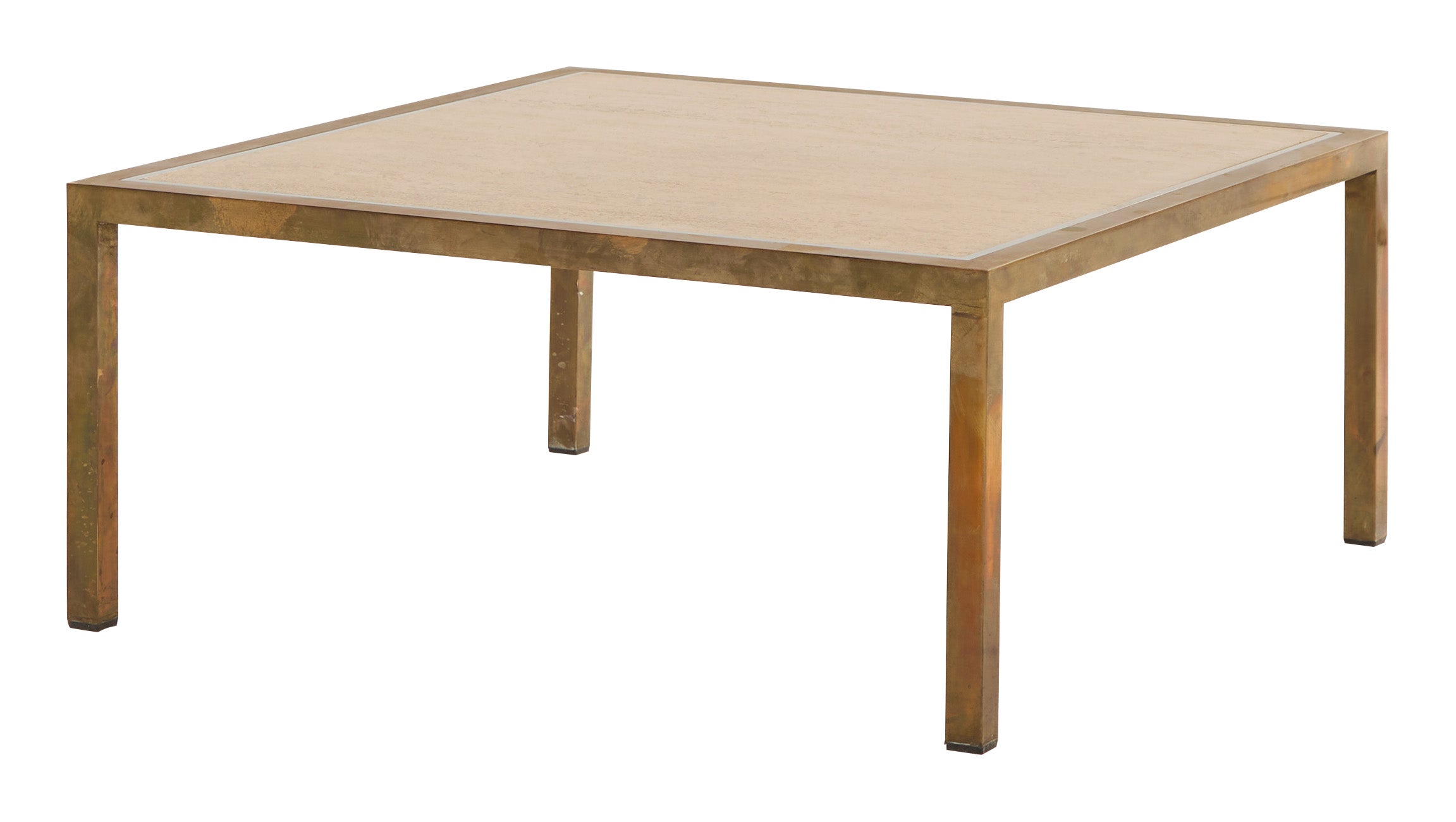 Jayson Home - Vintage Brass & Travertine Coffee Table