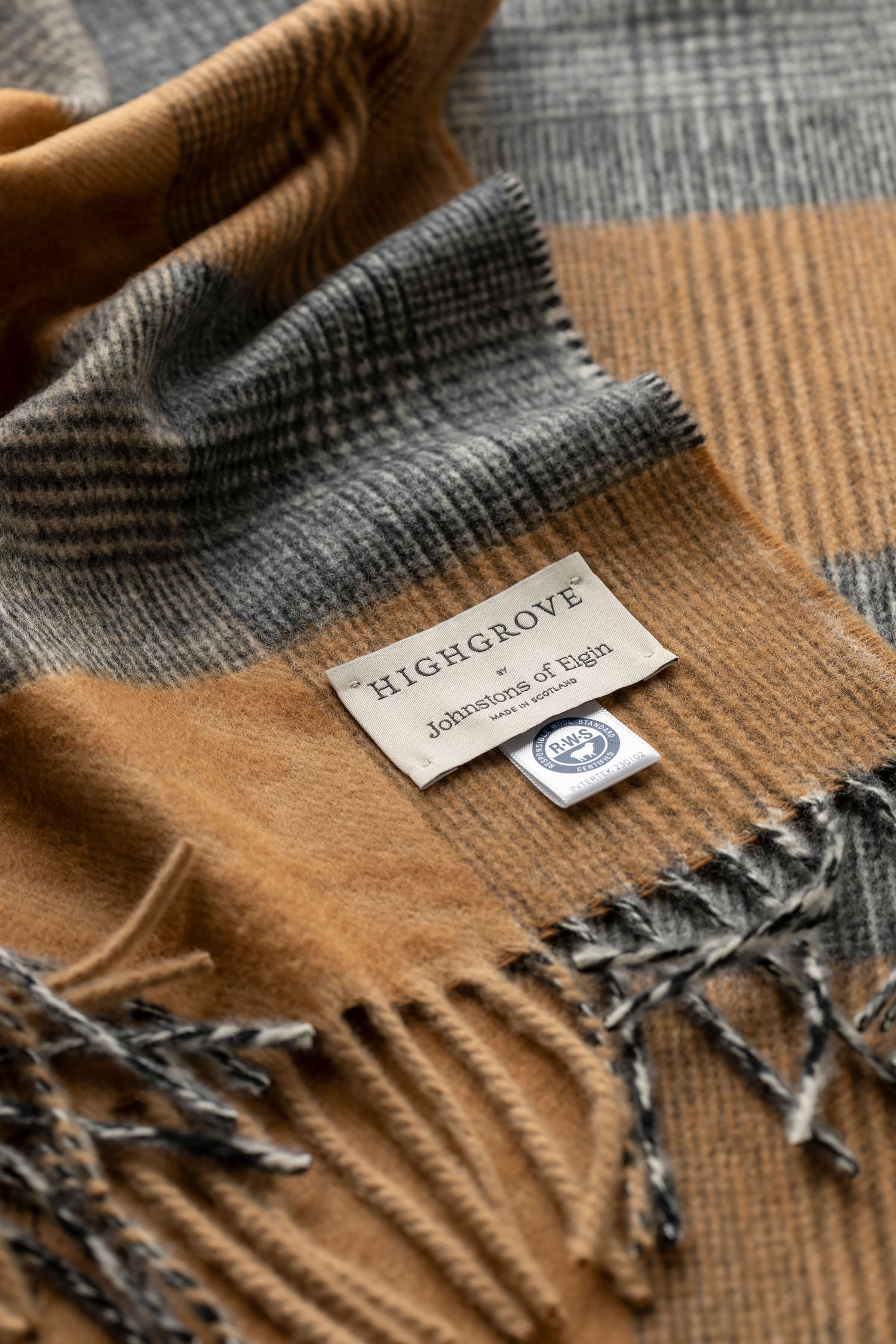 Johnstons of Elgin - Camel Highgrove Heritage Scarf