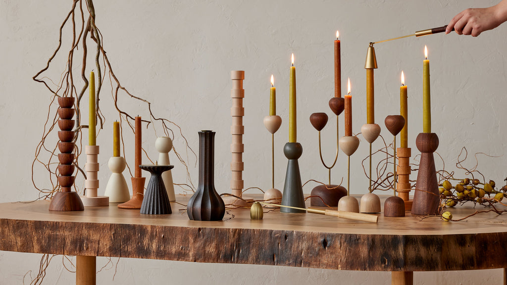 Lostine - Tulip Candle Holder Set - Black Walnut