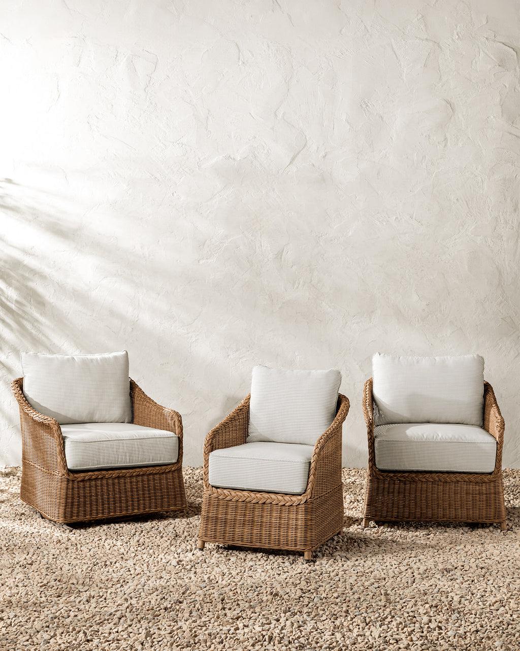 McGee & Co - Haviland Outdoor Lounge Chair with Perennials Taupe Stripe