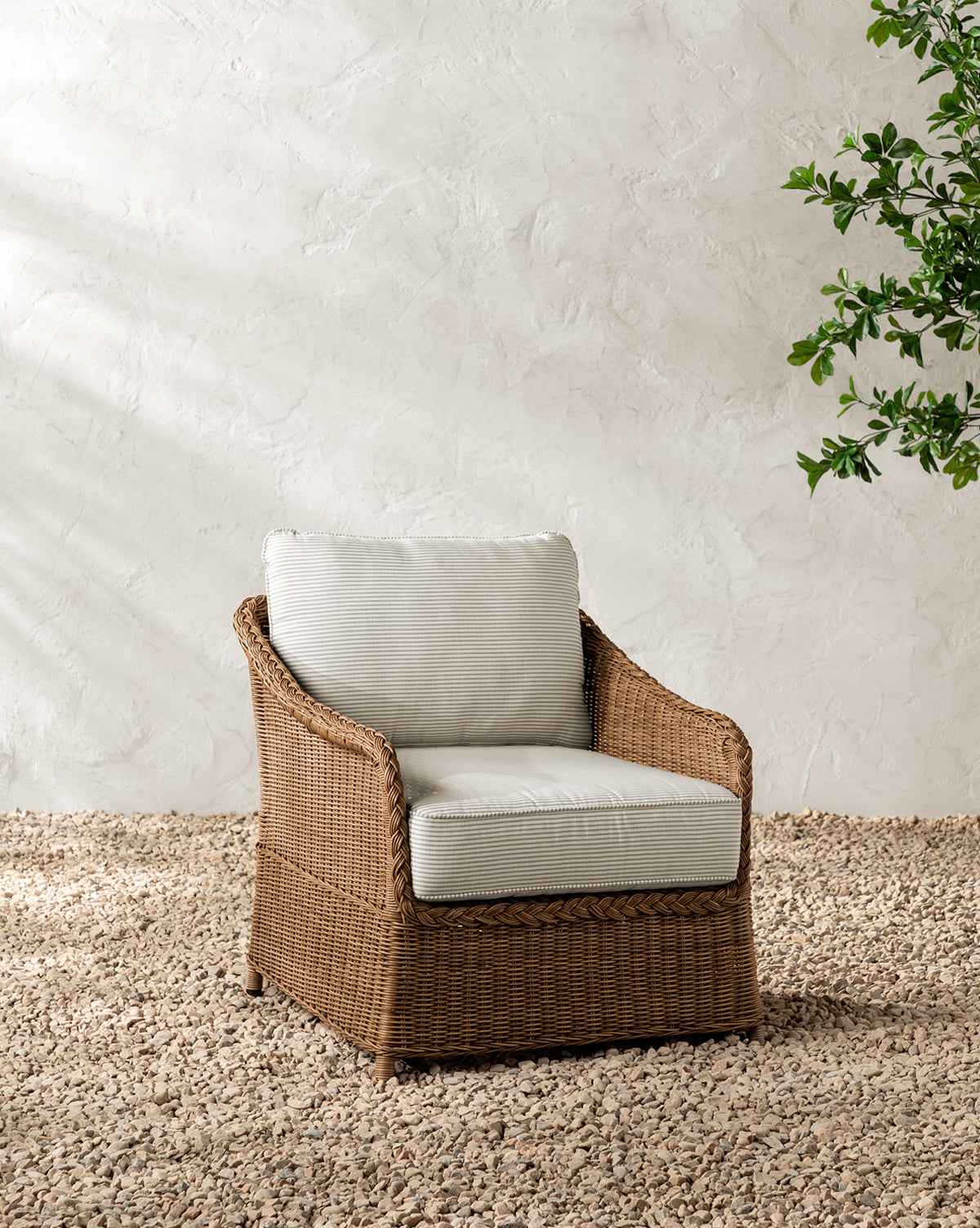 McGee & Co - Haviland Outdoor Lounge Chair with Perennials Taupe Stripe