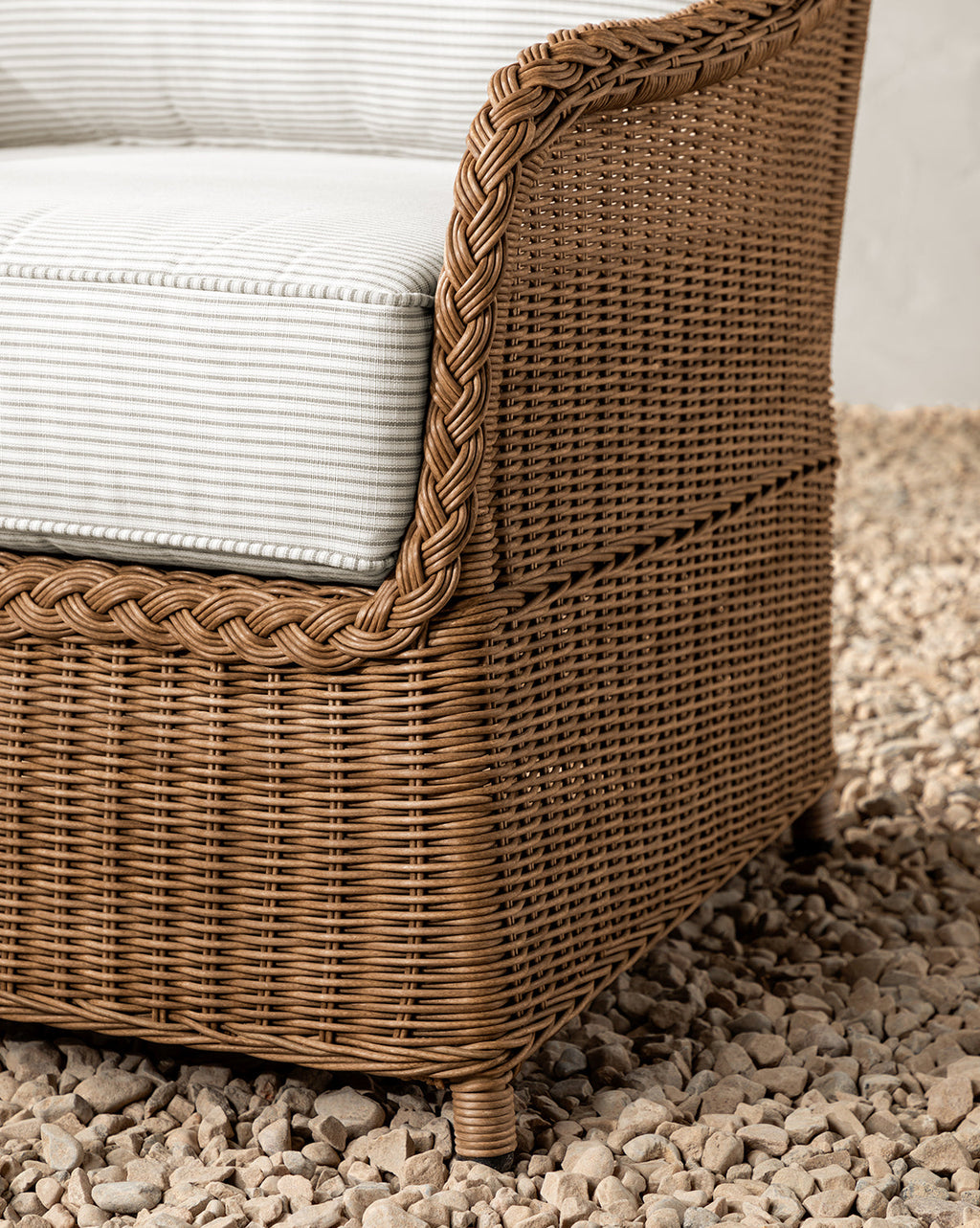McGee & Co - Haviland Outdoor Lounge Chair with Perennials Taupe Stripe