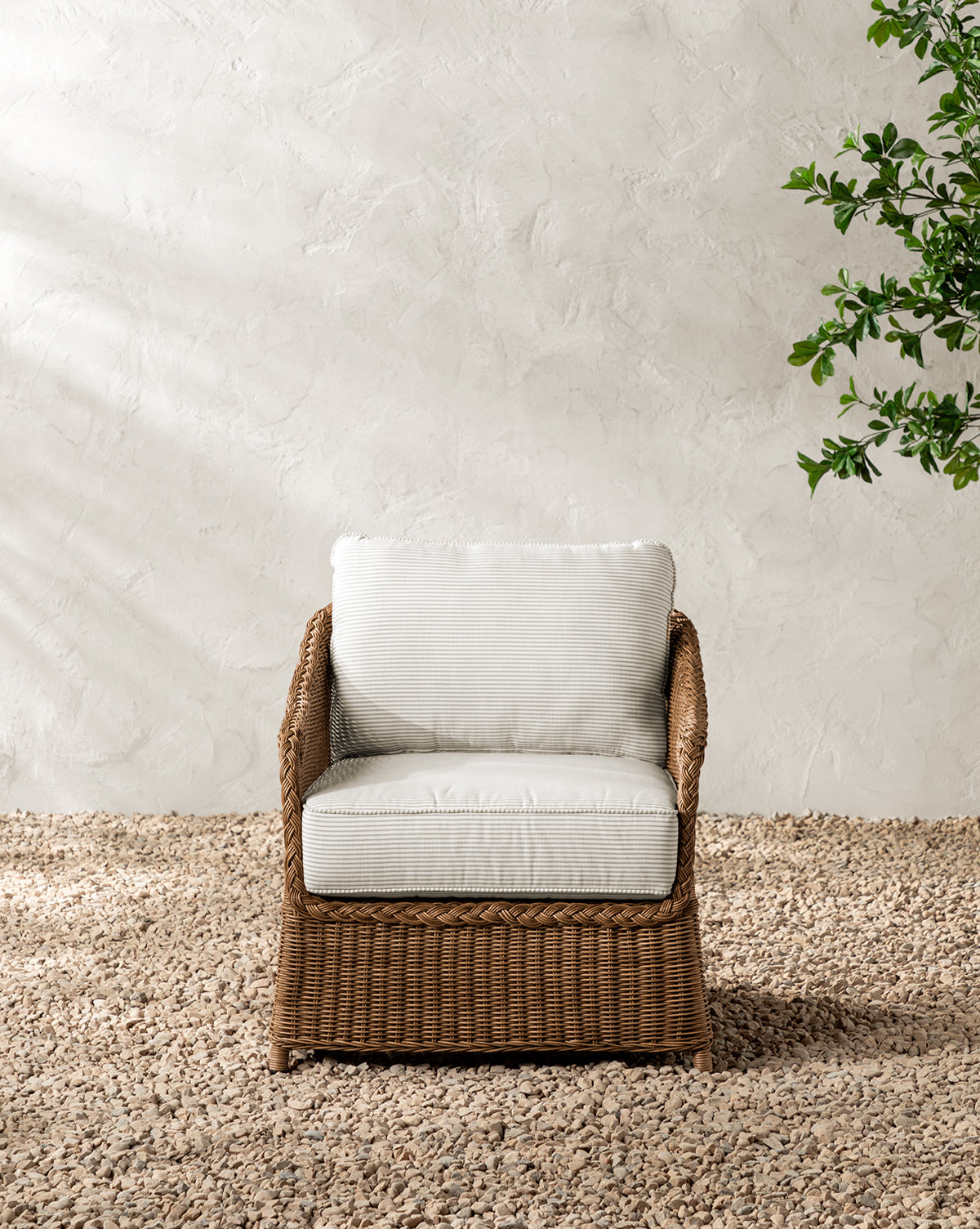 McGee & Co - Haviland Outdoor Lounge Chair with Perennials Taupe Stripe