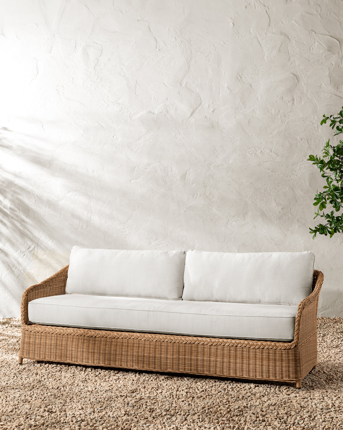 McGee & Co - Haviland Outdoor Sofa with Perennials Taupe Stripe 88"