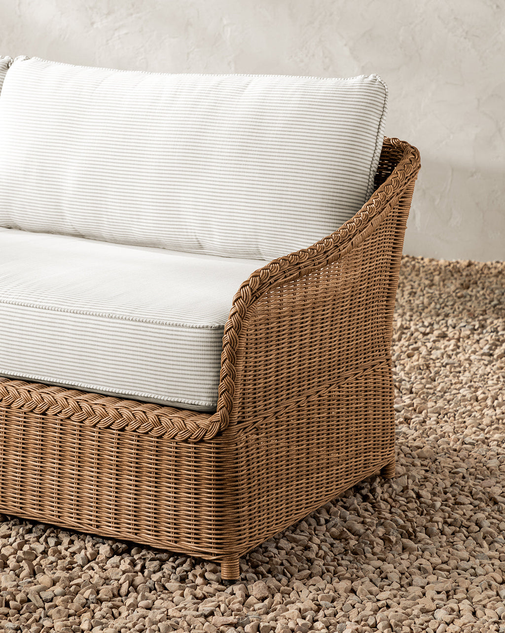 McGee & Co - Haviland Outdoor Sofa with Perennials Taupe Stripe 88"