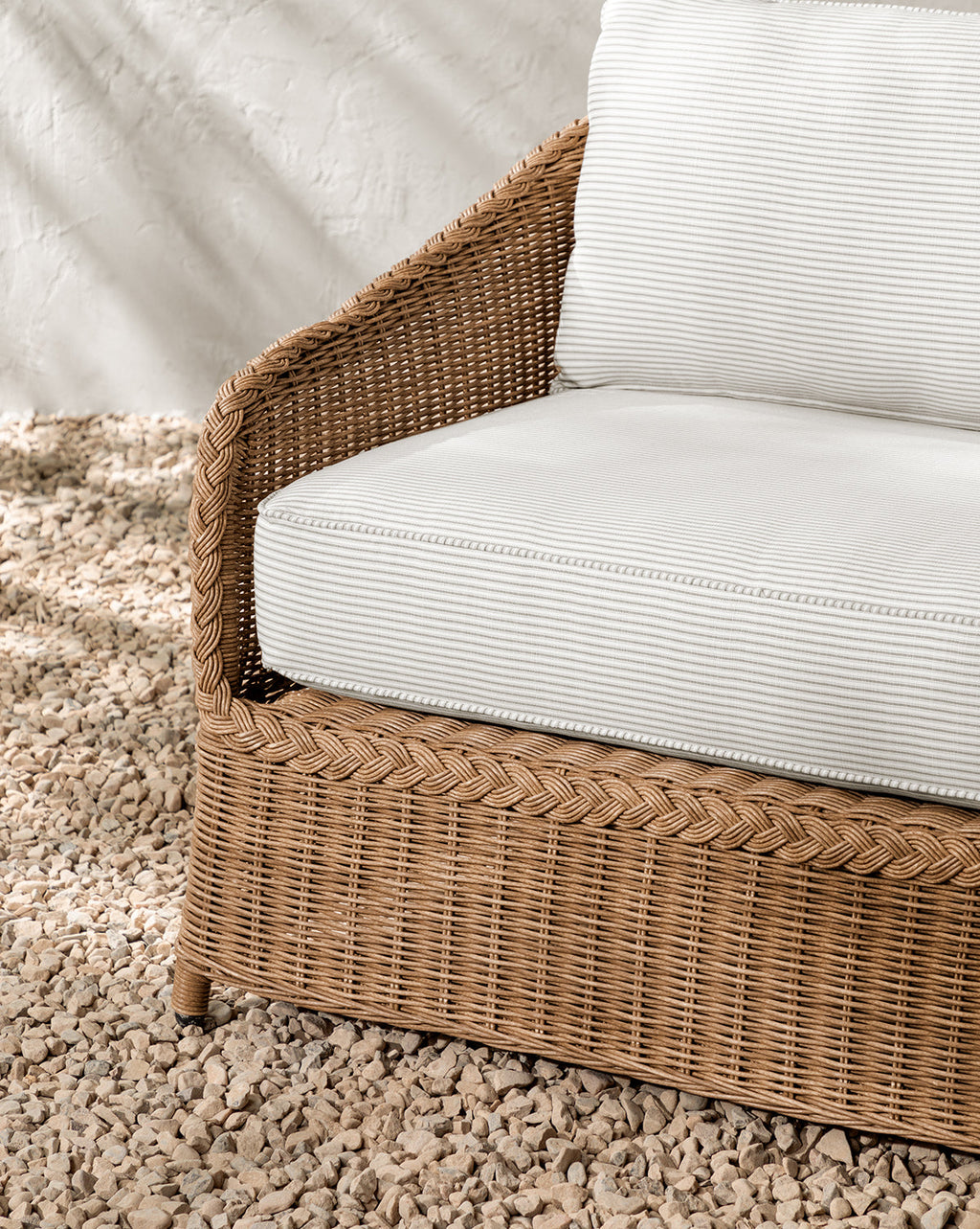 McGee & Co - Haviland Outdoor Sofa with Perennials Taupe Stripe 88"