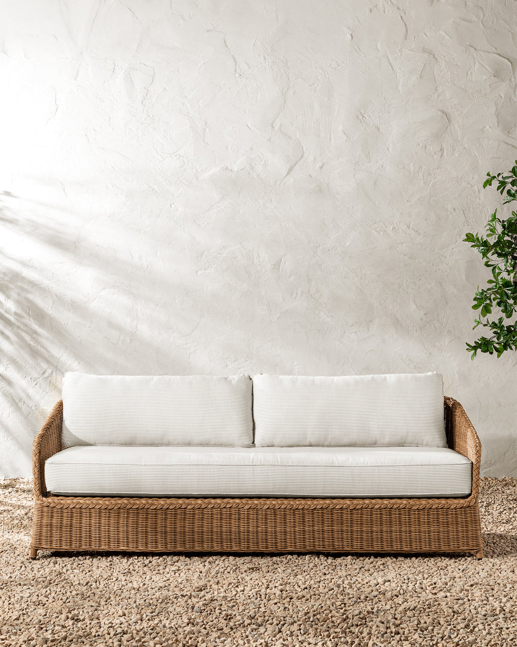 McGee & Co - Haviland Outdoor Sofa with Perennials Taupe Stripe 88"