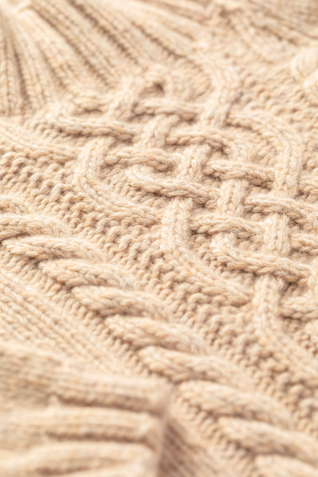 Johnstons of Elgin - Children's Cable Hand Knitted Cashmere Jumper in Oatmeal