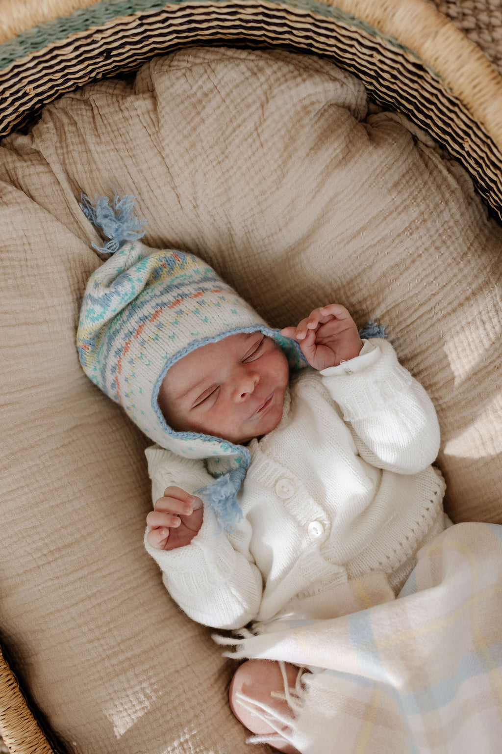 Johnstons of Elgin - Blue Cashmere Fairisle Baby Hat