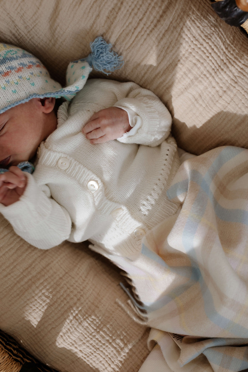 Johnstons of Elgin - Cashmere Baby Blanket in Natural Check