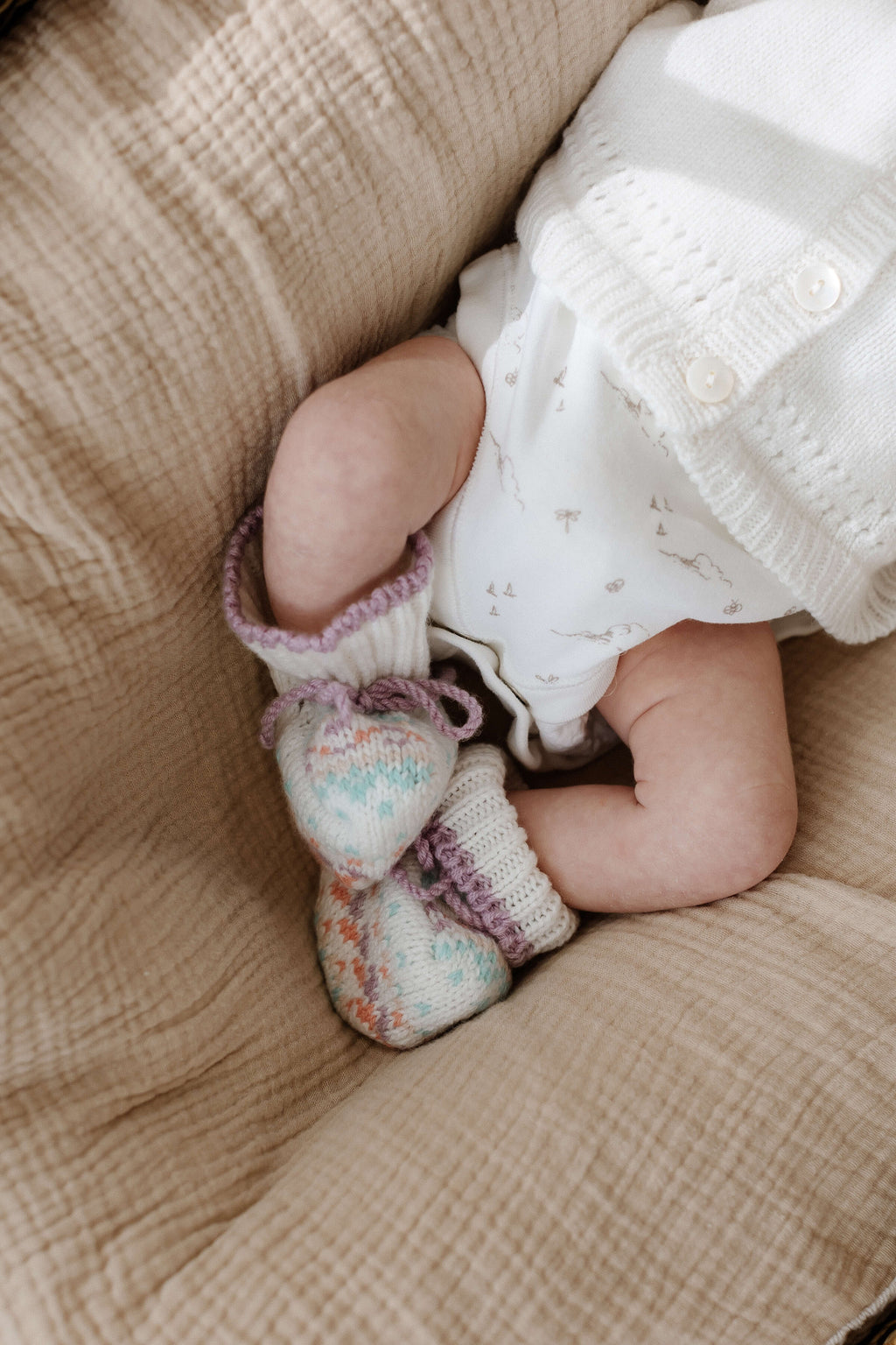 Johnstons of Elgin - Pink Fairisle Cashmere Baby Booties