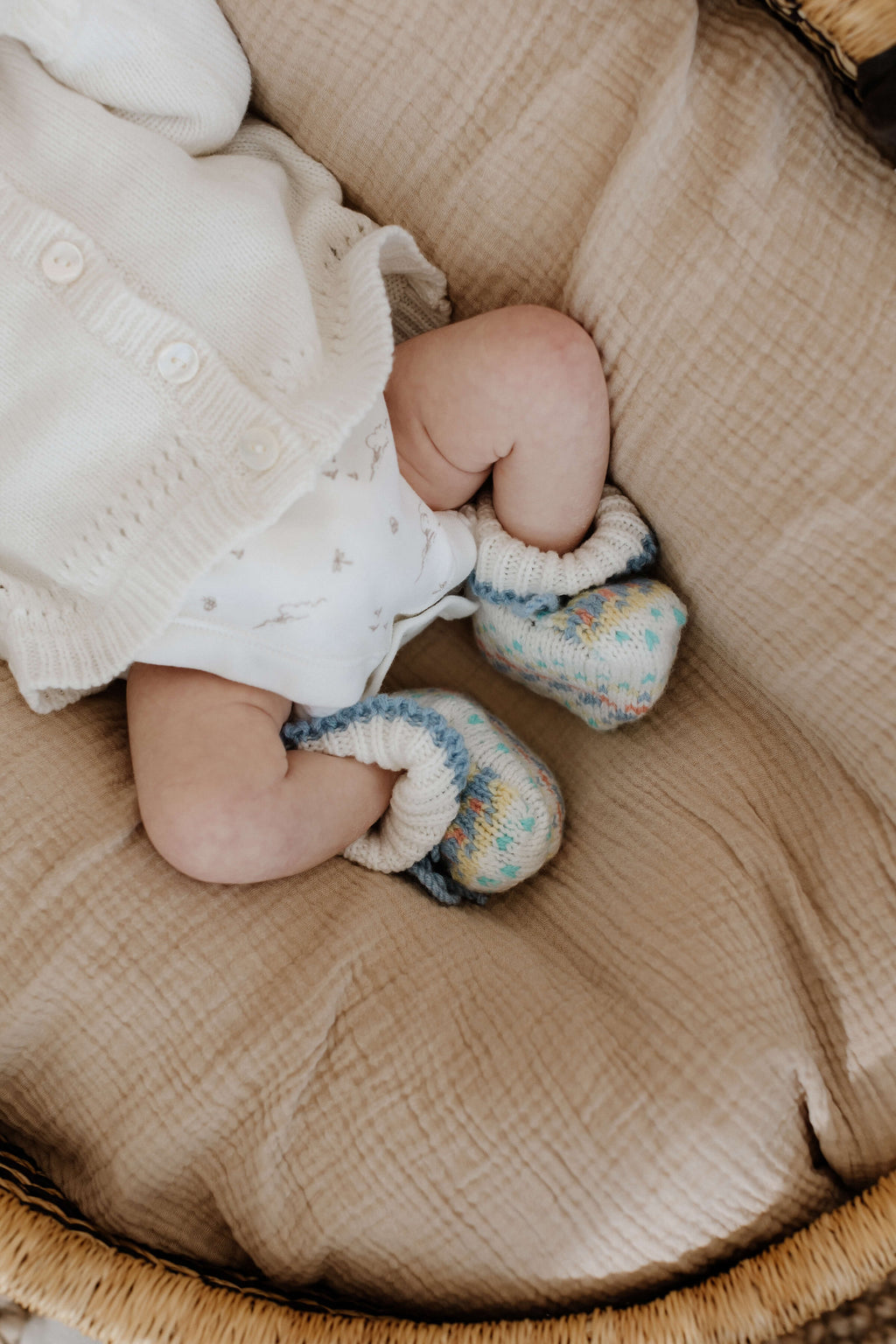 Johnstons of Elgin - Blue Fairisle Cashmere Baby Booties