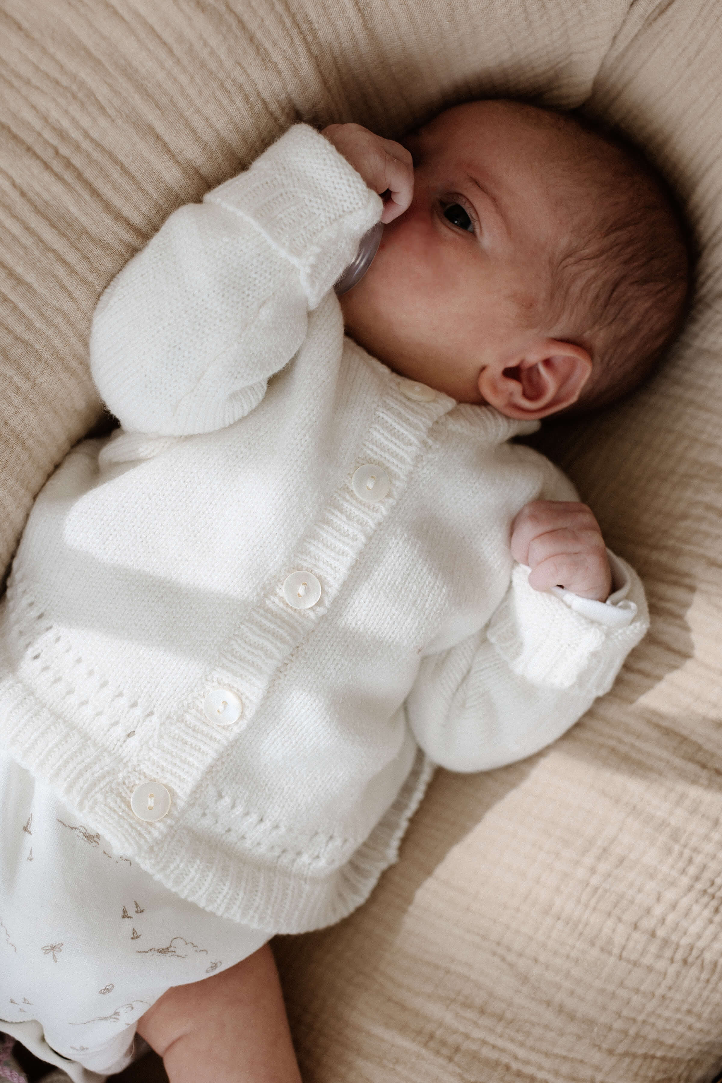 Johnstons of Elgin - White Cashmere Baby Cardigan