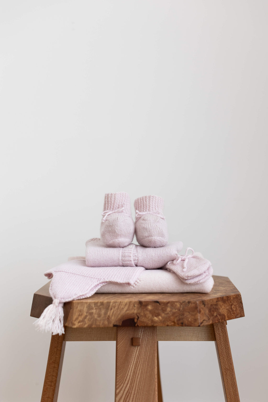 Johnstons of Elgin - Pink Cashmere Baby Hat with Tassel