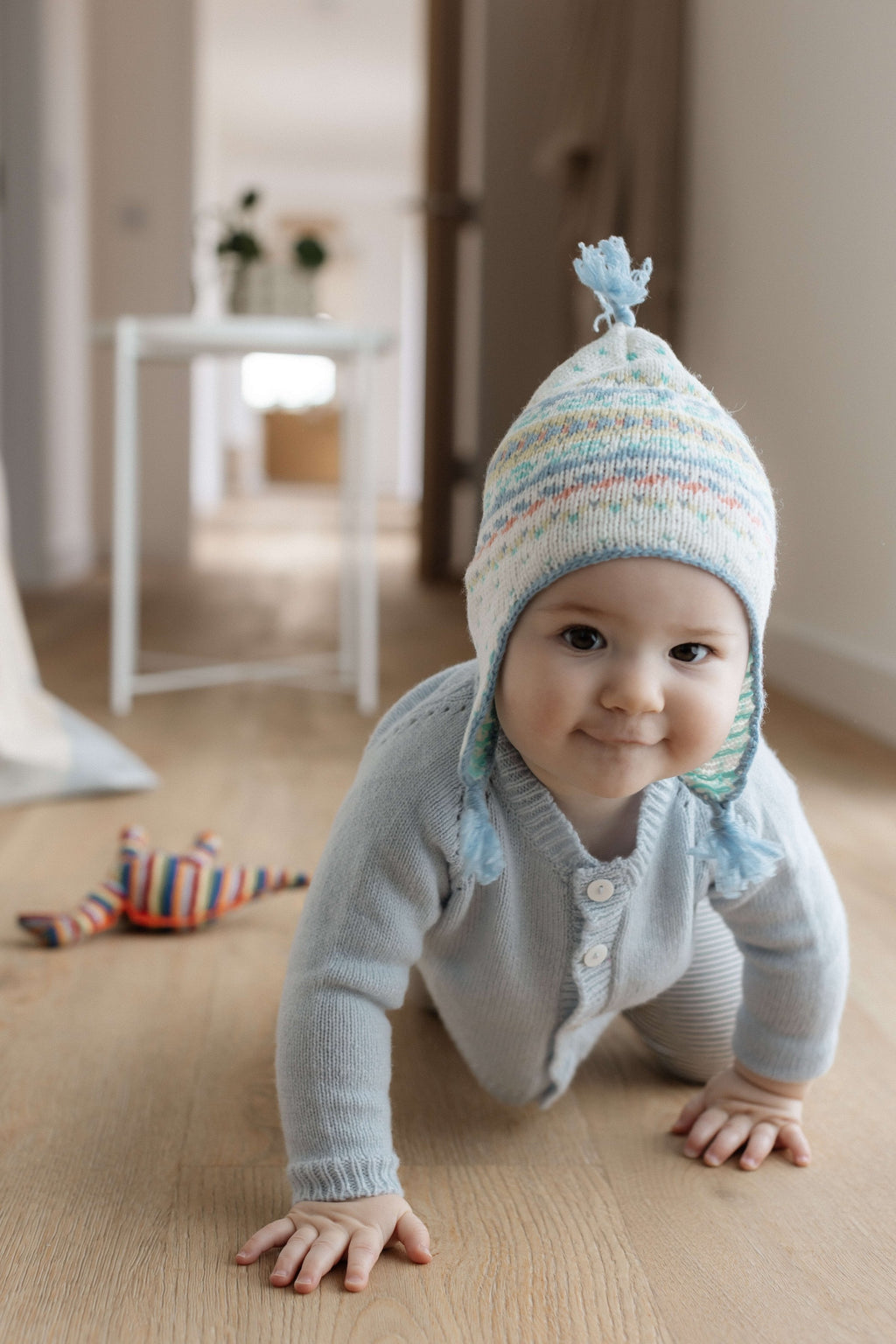 Johnstons of Elgin - Blue Cashmere Fairisle Baby Hat