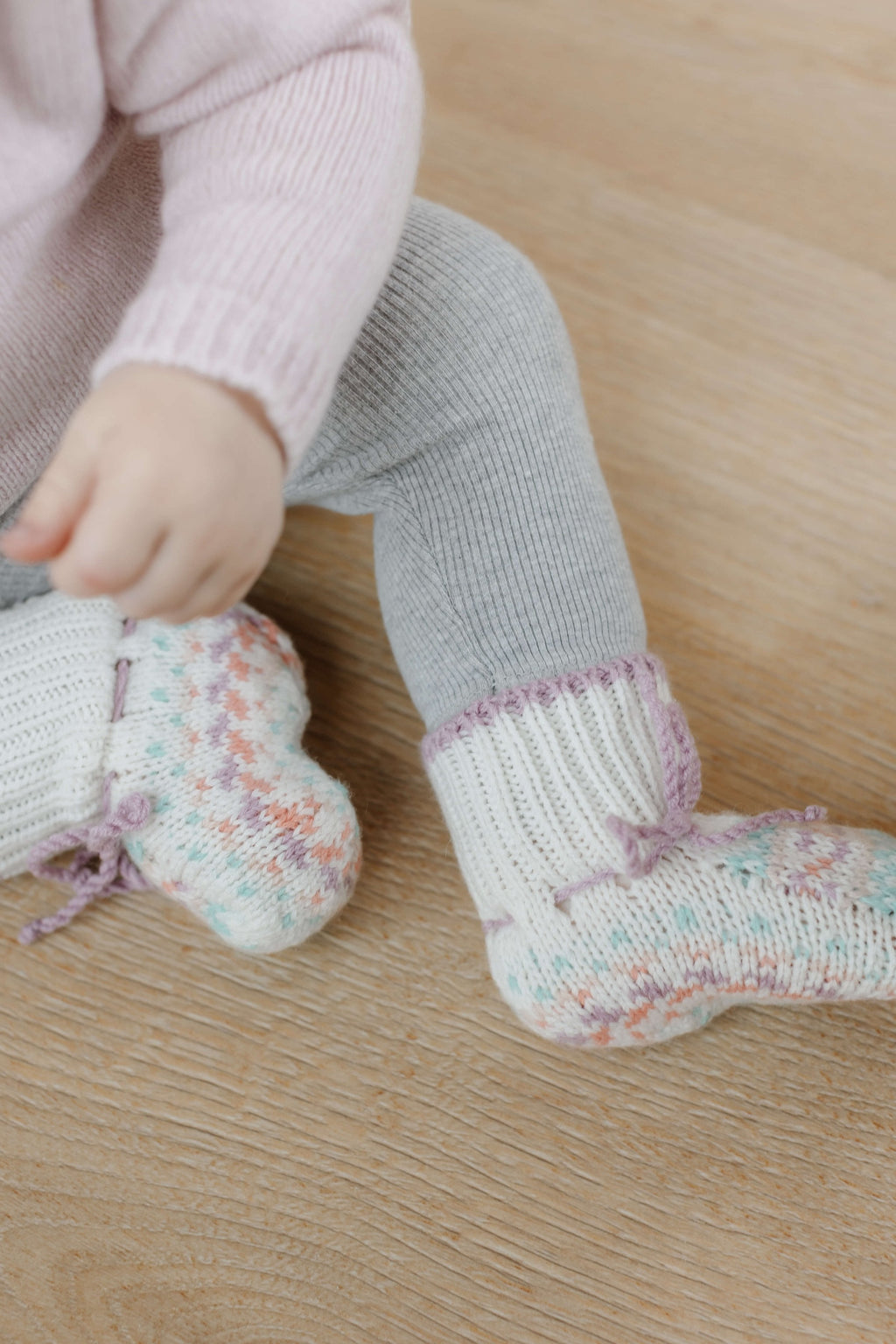Johnstons of Elgin - Pink Fairisle Cashmere Baby Booties