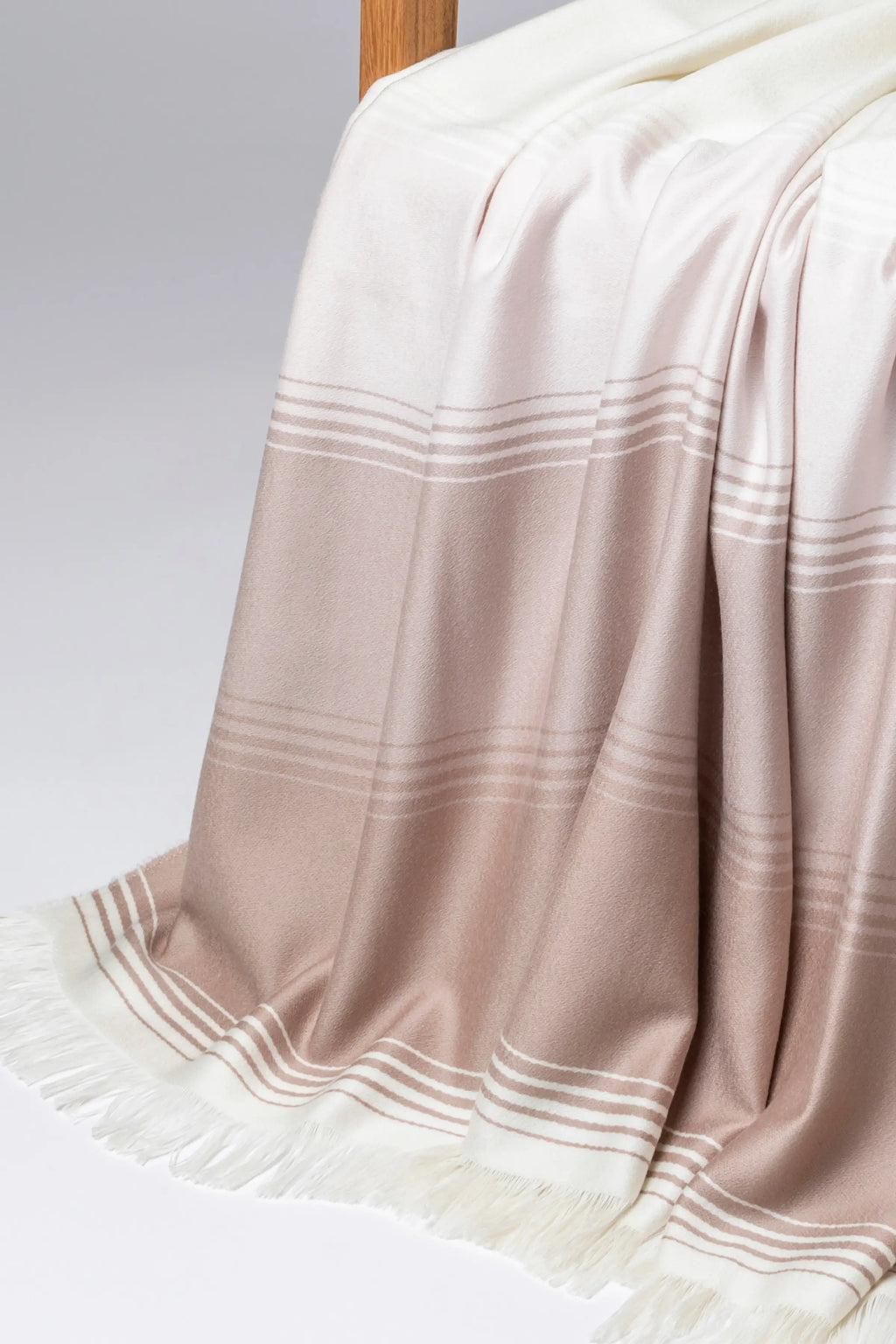 Johnstons of Elgin - Diffused Stripe Merino Wool Pink Throw