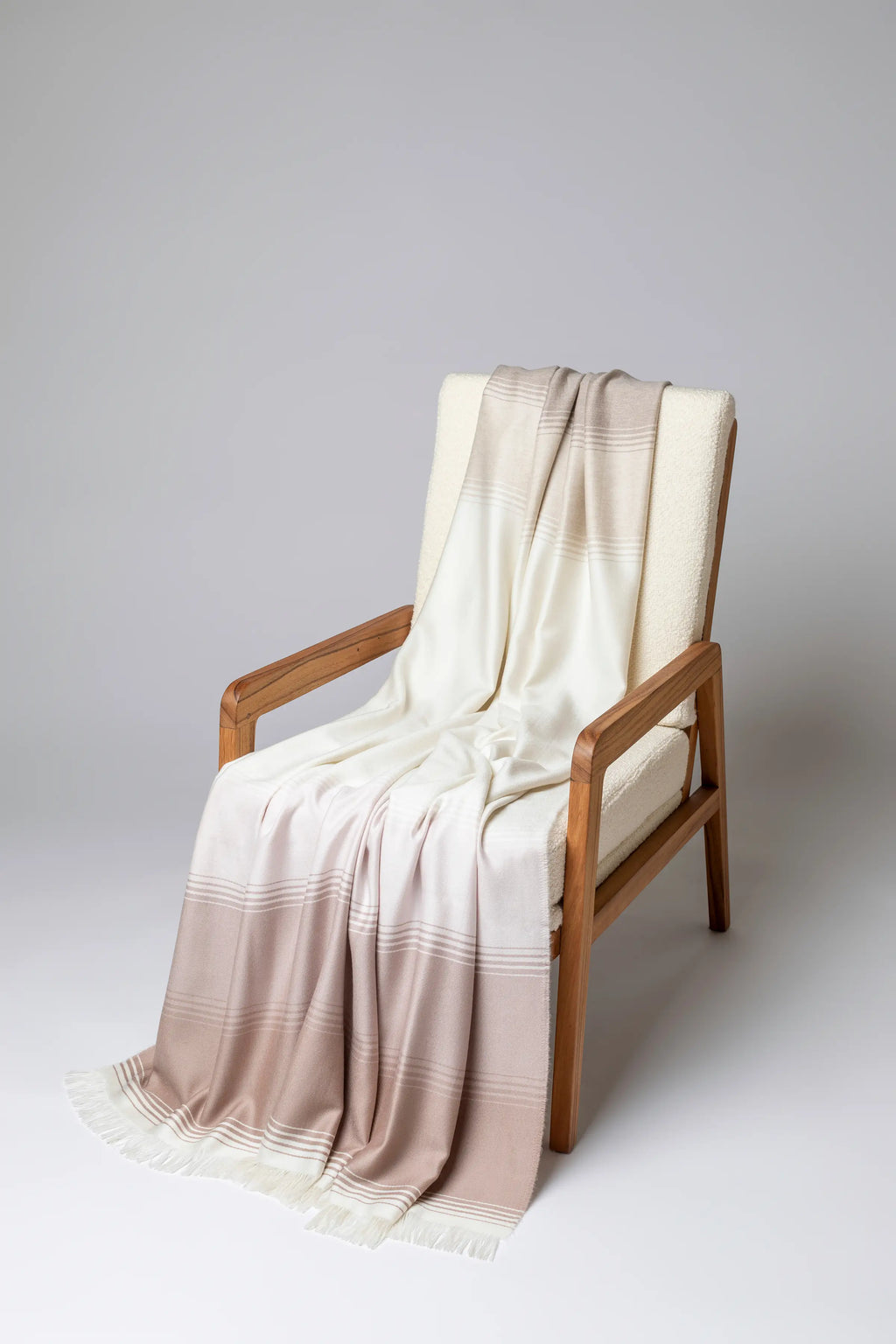 Johnstons of Elgin - Diffused Stripe Merino Wool Pink Throw