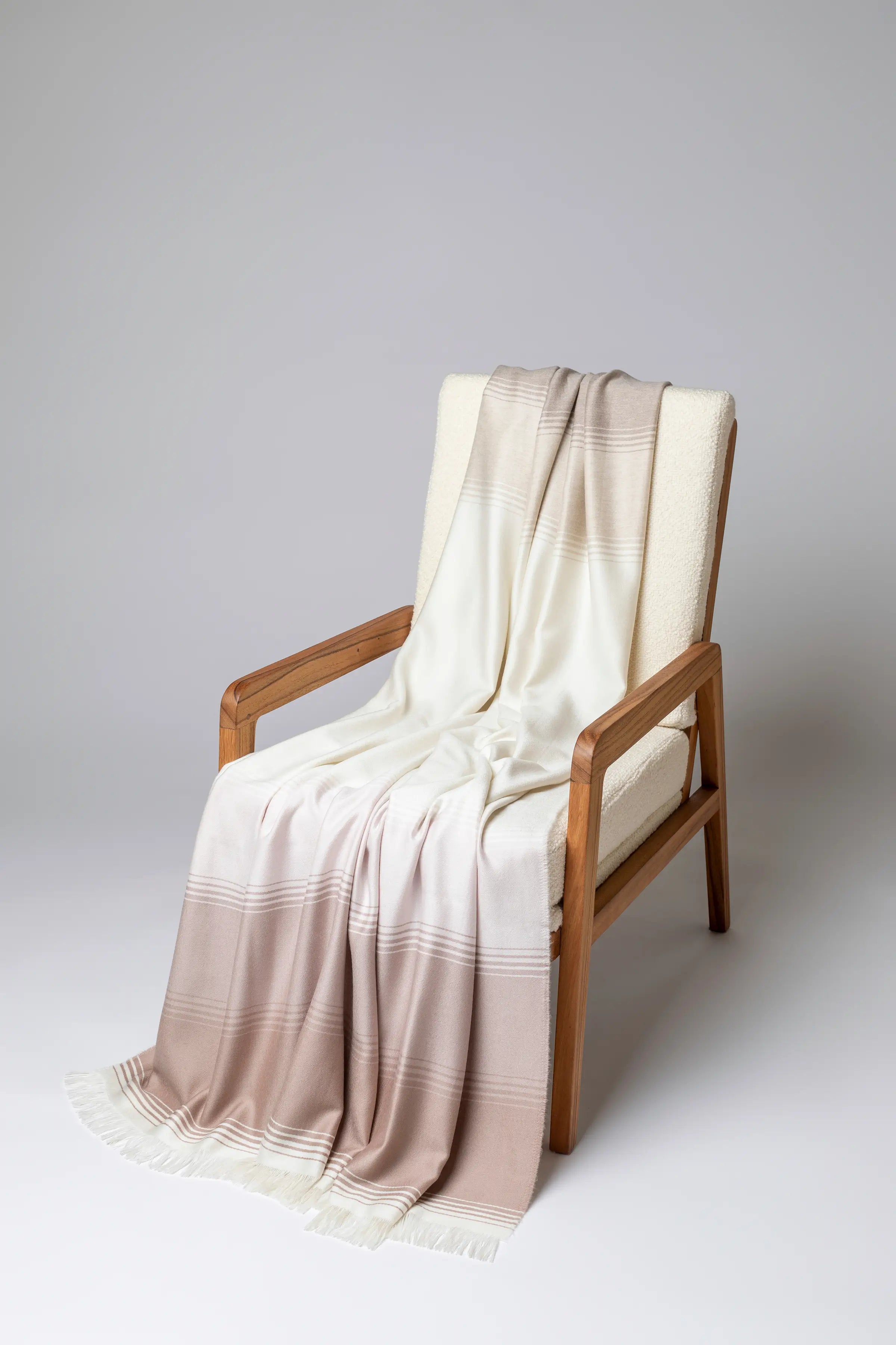 Johnstons of Elgin - Diffused Stripe Merino Wool Pink Throw