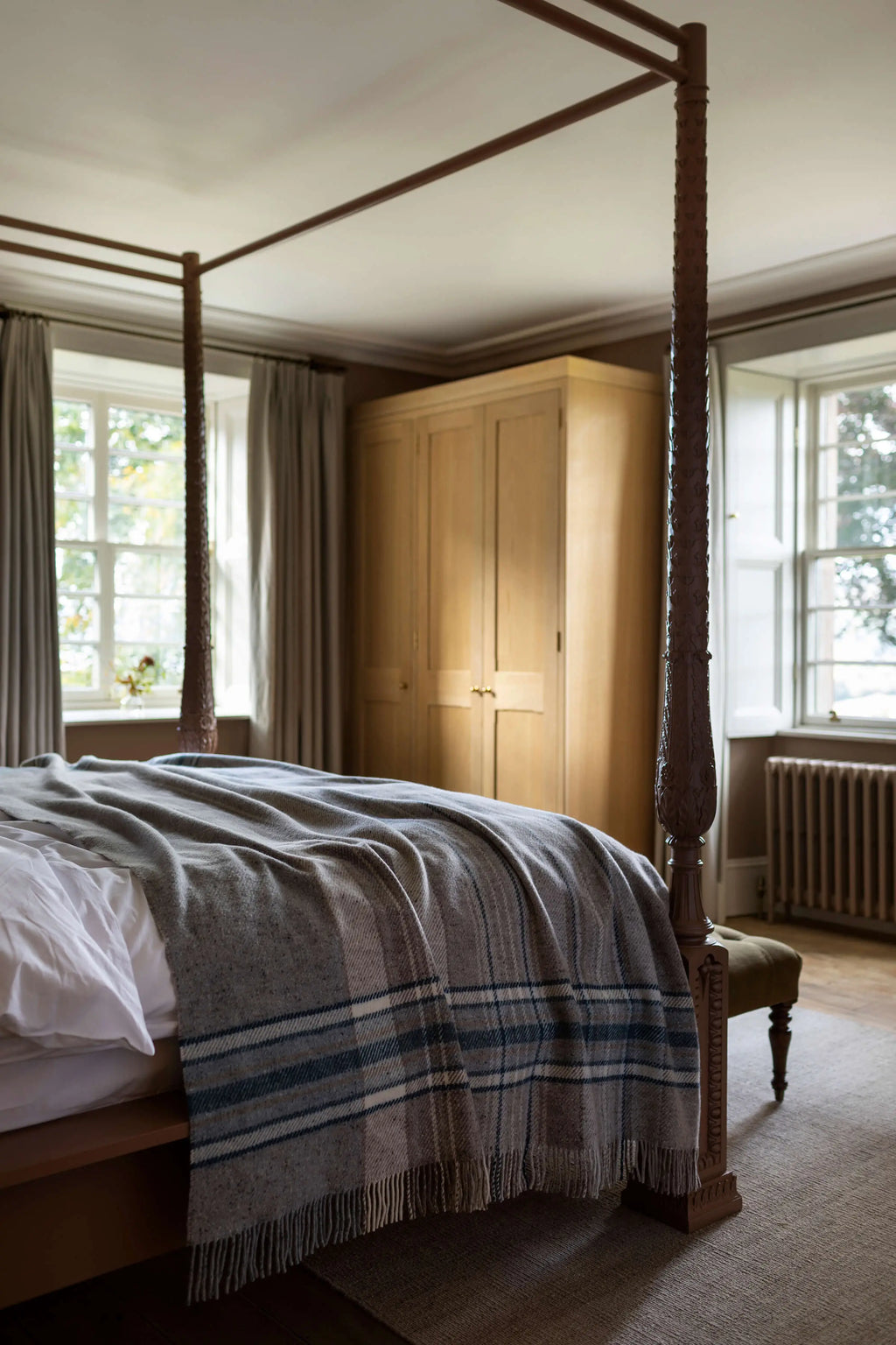 Johnstons of Elgin - Donegal Check Bed Blue Throw