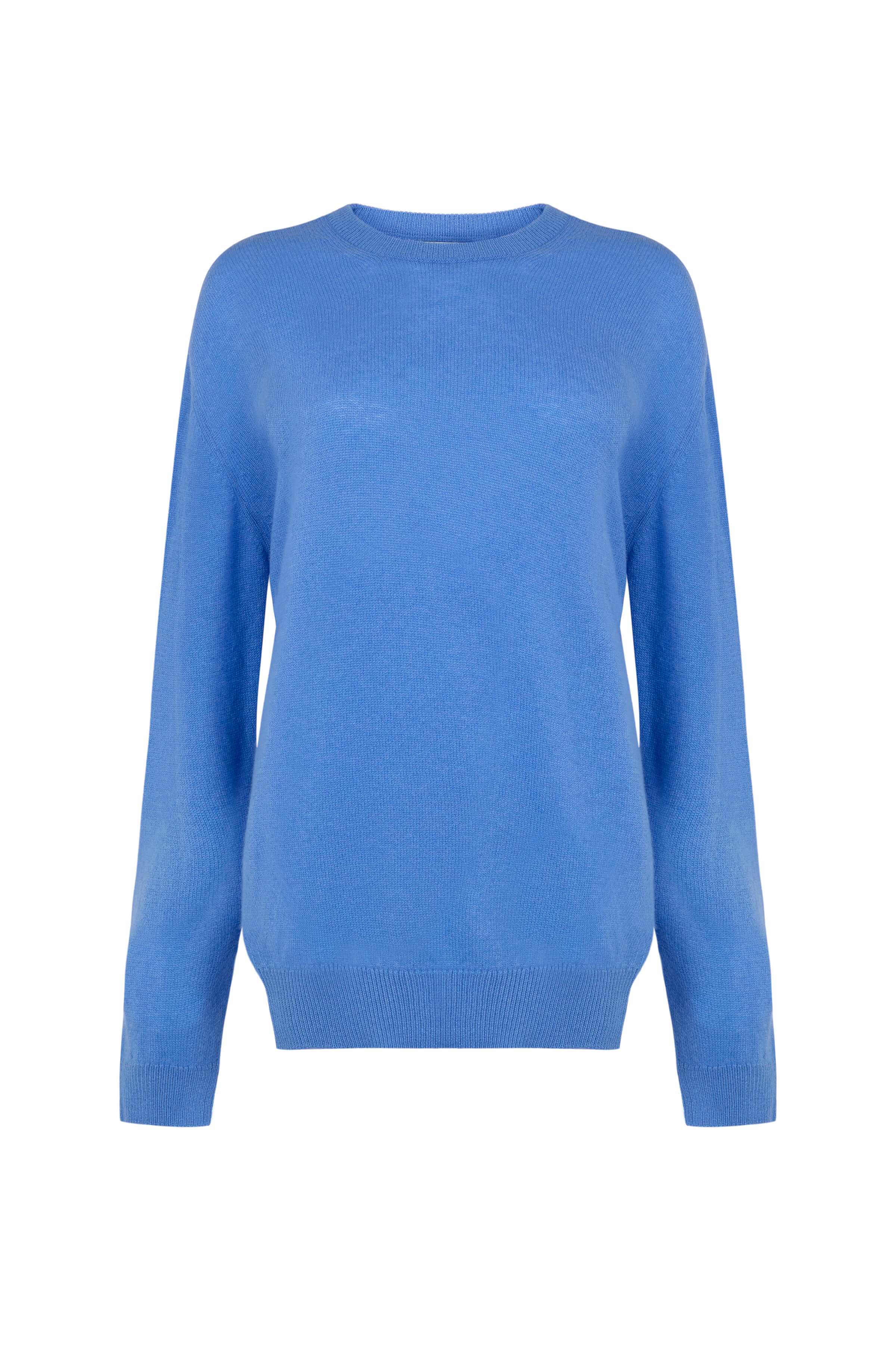 Johnstons of Elgin - Classic Cashmere Blue Round Neck Jumper