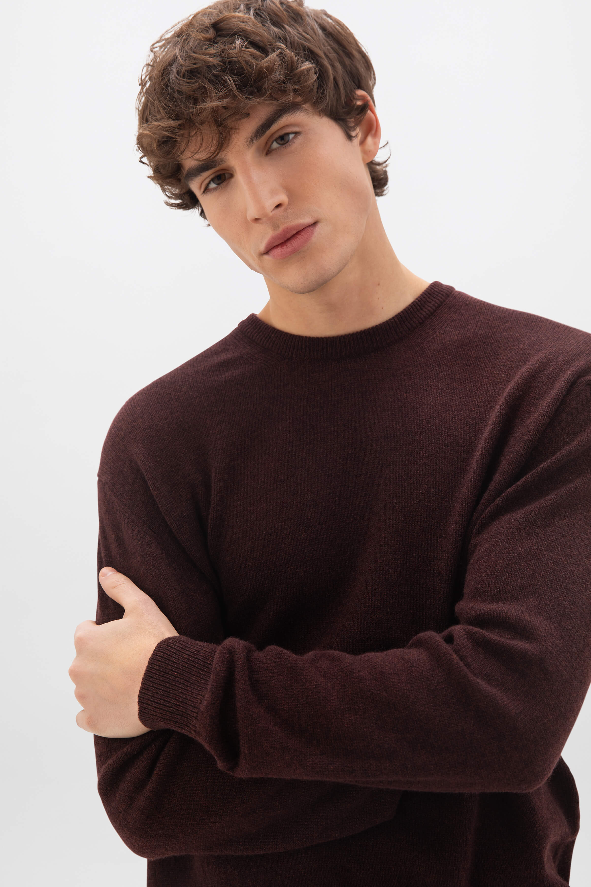 Johnstons of Elgin - Classic Cashmere Dark Brown Round Neck Jumper