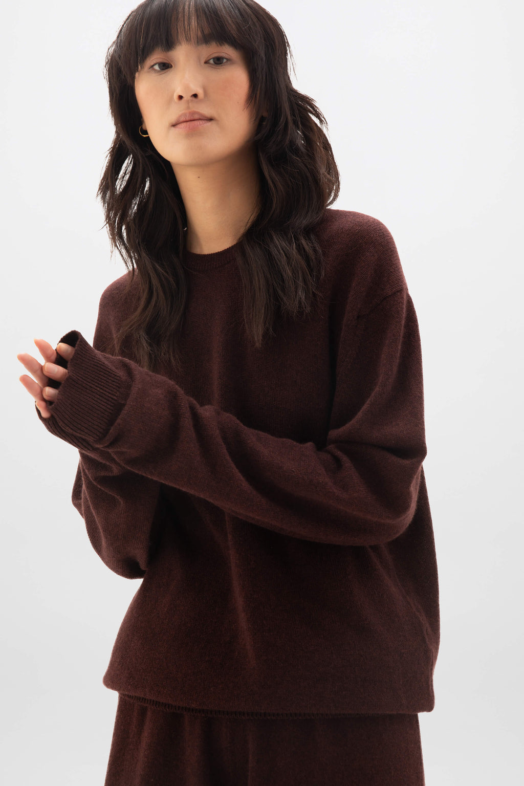 Johnstons of Elgin - Classic Cashmere Dark Brown Round Neck Jumper