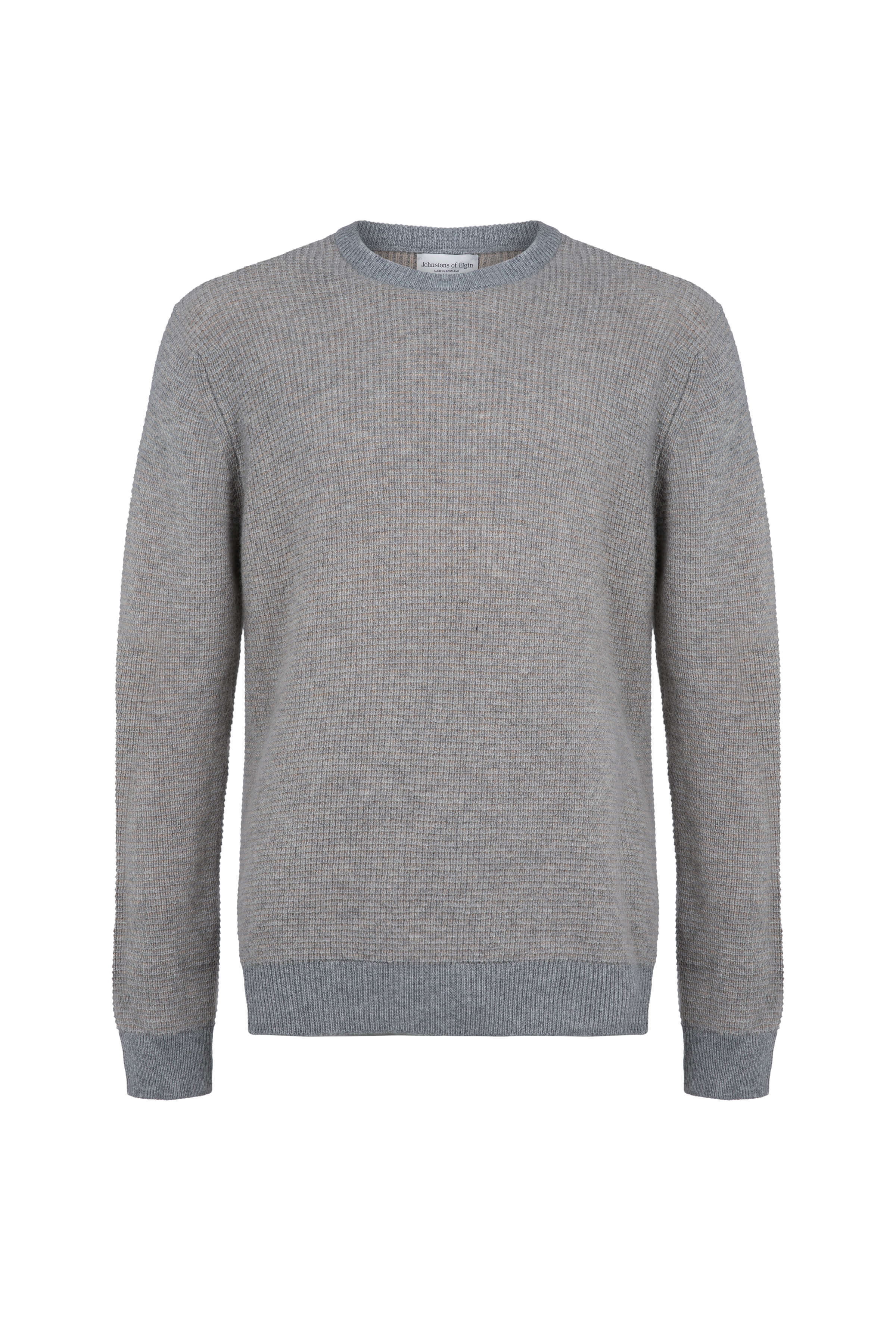 Johnstons of Elgin - Textured Waffle Rib Grey Cashmere Jumper