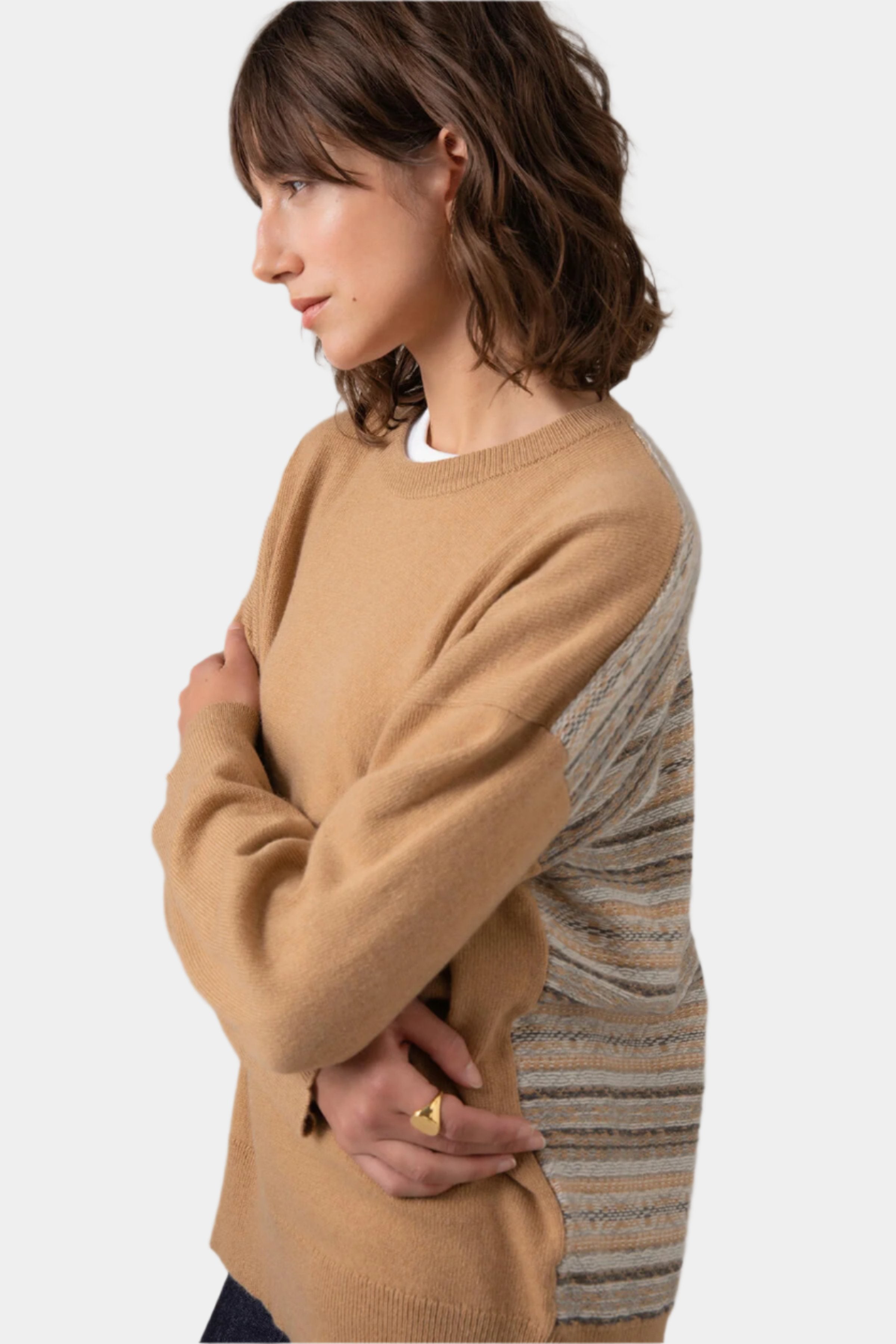 Johnstons of Elgin - Fairisle Back Camel Cashmere Jumper
